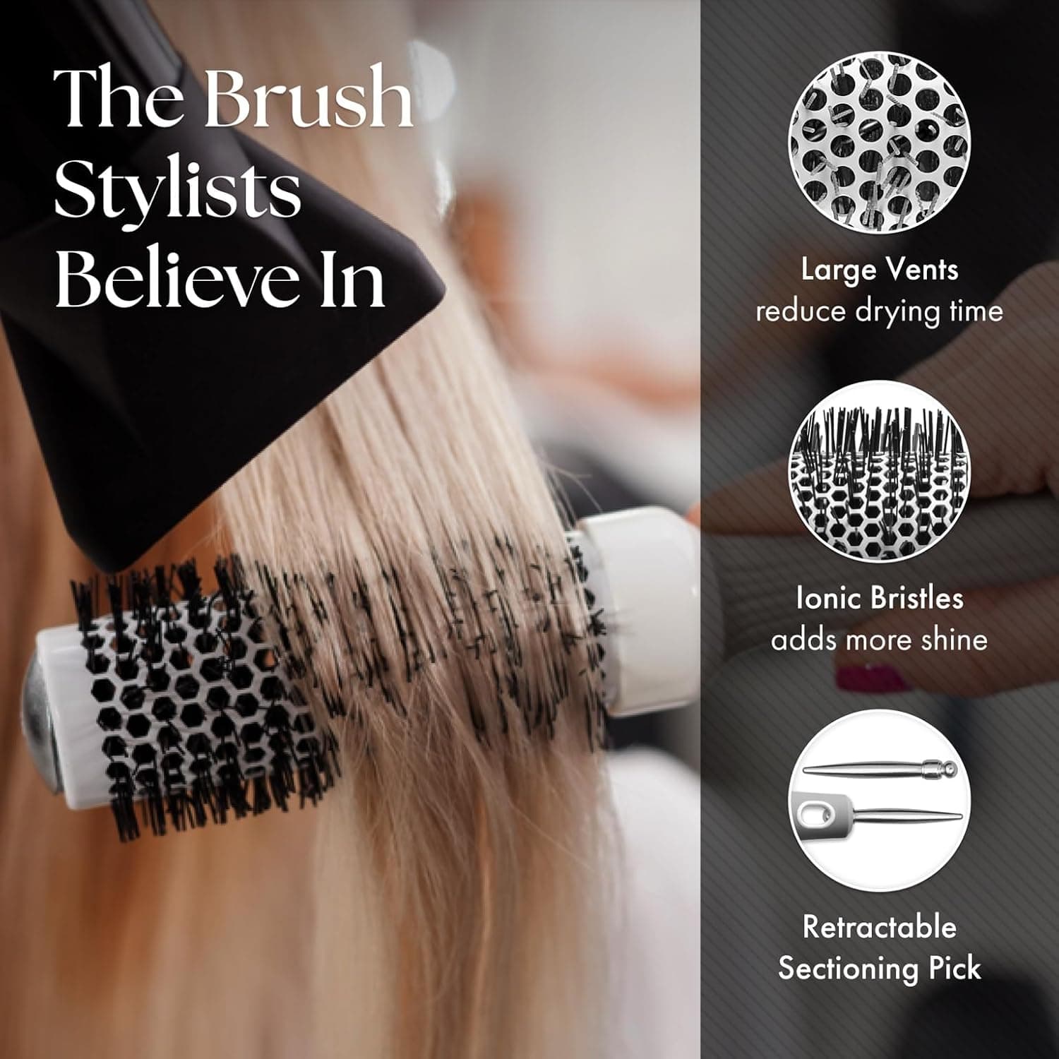 Amazon.com: Olivia Garden Ceramic + Ion Round Thermal Hair Brush - Not Electrical - Professional Blowout Brush for Normal to Thick Hair - 1" to 2 1/8 Diameter Barrel - White and Grey - CI-25,CI-35, CI-45, CI-55 : Beauty & Personal Care - Image 7