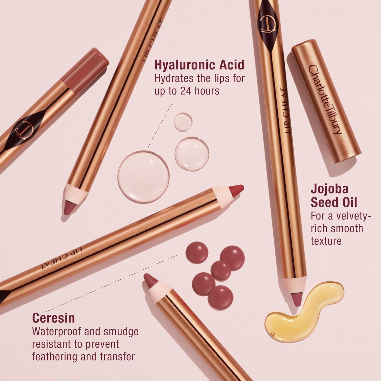 Charlotte Tilbury Lip Cheat Lip Liner Pencil - Gives Lips a Fuller-Looking, Defined Pout - Enriched with Jojoba Oil & Hyaluronic Acid - Waterproof, Smudge-Proof & Transfer-Proof Pillow Talk Fair - cool-toned pink - Image 7