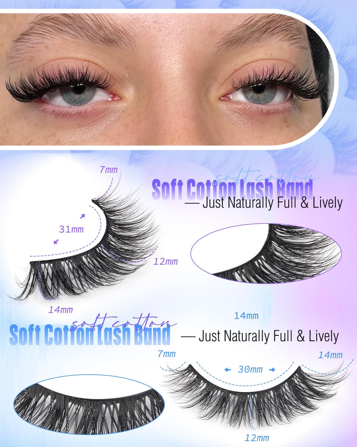 Newcally Lashes False Eyelashes Cat Eyes Wispy Natural Faux Mink Lashes 14 Pairs Pack Light Volume Short Fake Eye Lashes Multipack Cat Eye Classic Style - Image 5