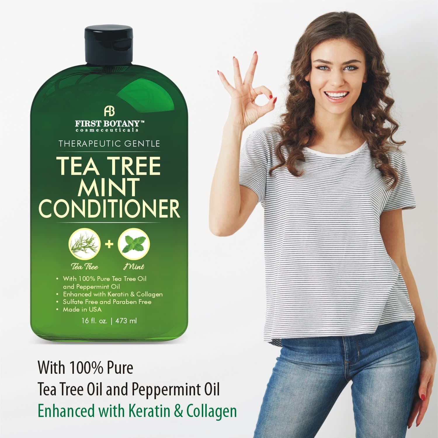 First Botany Tea Tree Mint Shampoo & Conditioner for Men & Women - Pure Tea Tree & Peppermint Oil - Fights Hair Loss, Dandruff, Lice & Itchy Scalp, Promotes Hair Growth - Sulfate Free - 16 Fl Oz x 2 - Image 7