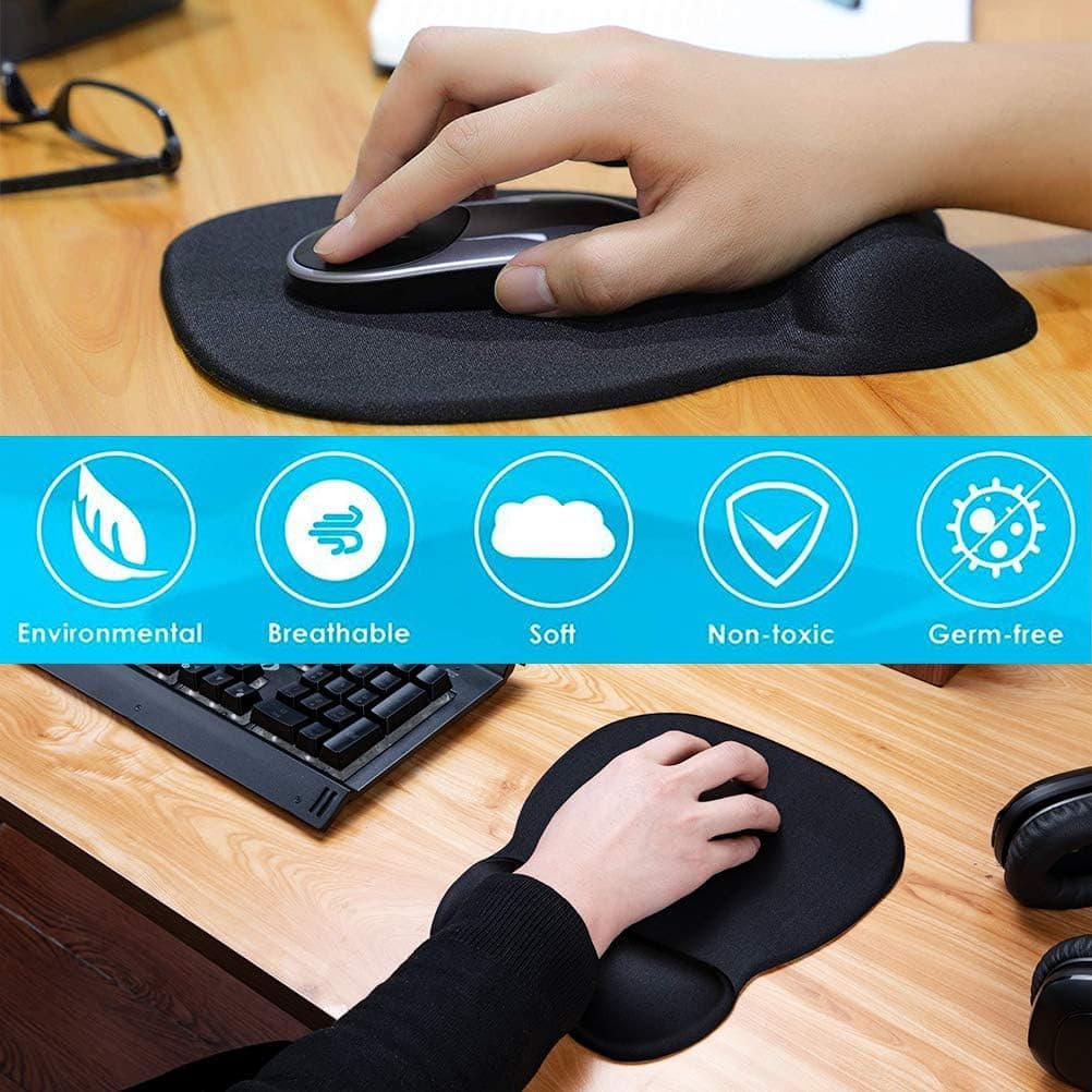 MROCO Ergonomic Mouse Pad with Gel Wrist Rest, Smooth Wrist Support Surface, Non-Slip PU Base for Pain Relief, Comfortable Mousepad for Computer, Laptop, Office & Home, 9.4 x 8.1 in, Black - Image 8