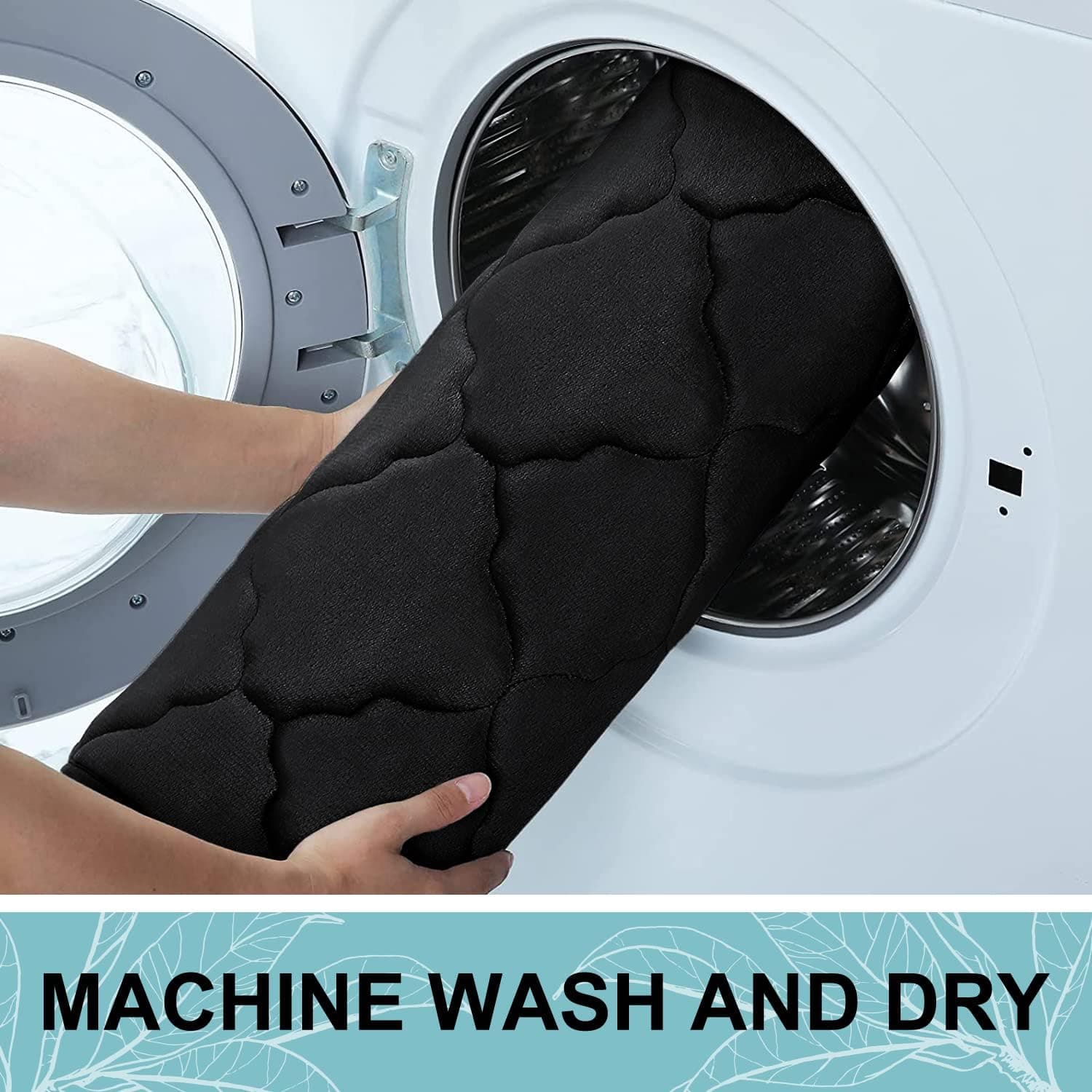 OLANLY Memory Foam Bath Mat Rug 24x16, Ultra Soft and Absorbent Bathroom Rugs, Non-Slip, Comfortable, Machine Washable Bath Carpet for Bathroom Floor, Tub, Shower and Home Decor Accessories, Black 24" x 16" Black - Image 8