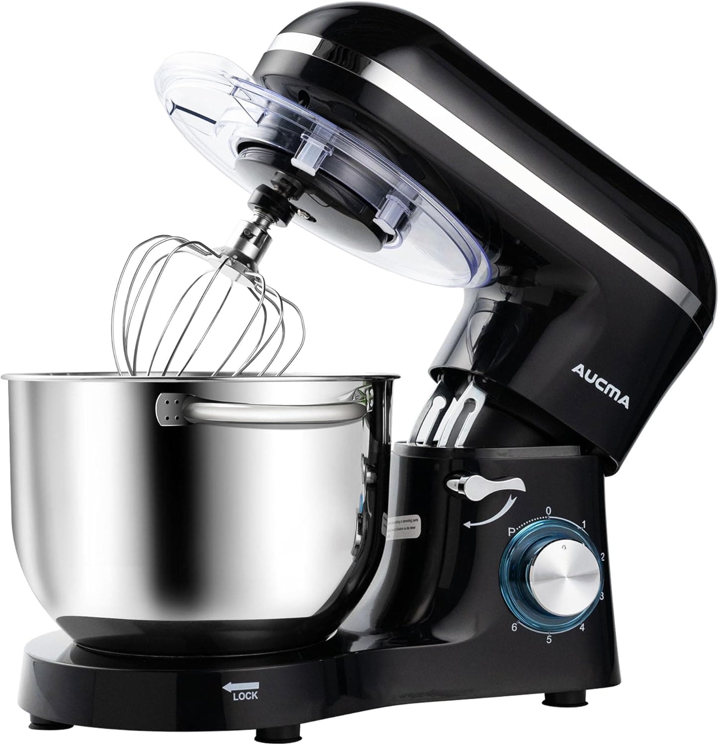 Aucma Stand Mixer,6.5-QT 660W 6-Speed Tilt-Head Food Mixer, Kitchen Electric Mixer with Dough Hook, Wire Whip & Beater (6.5QT, Black) 6.5QT Black - Image 2