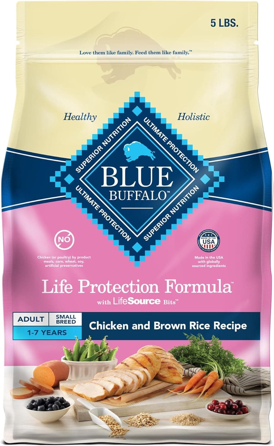 Blue Buffalo Life Protection Formula Adult Small Breed Dry Dog Food, Supports High Energy Needs, Made with Natural Ingredients, Chicken & Brown Rice Recipe, 5-lb. Bag Chicken & Brown Rice 5 Pound (Pack of 1) - Image 2