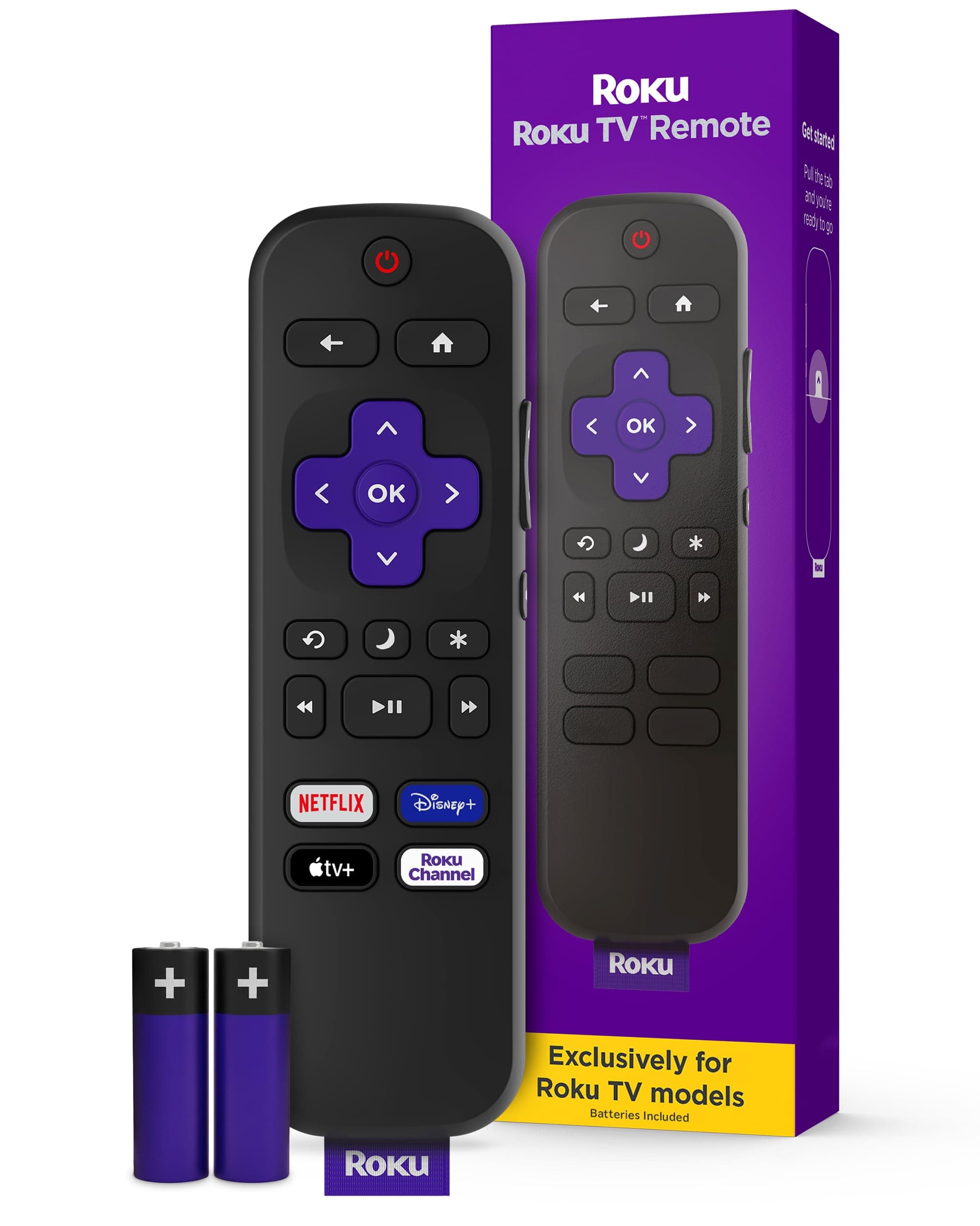 Roku TV Remote Control (Official Manufacturer Product) - Simple Setup, & Pre-Set App Shortcuts - Replacement Remote Compatible with RokuTV Models ONLY (Not Roku Players) TV Remote (Roku TV only) Pack of 1