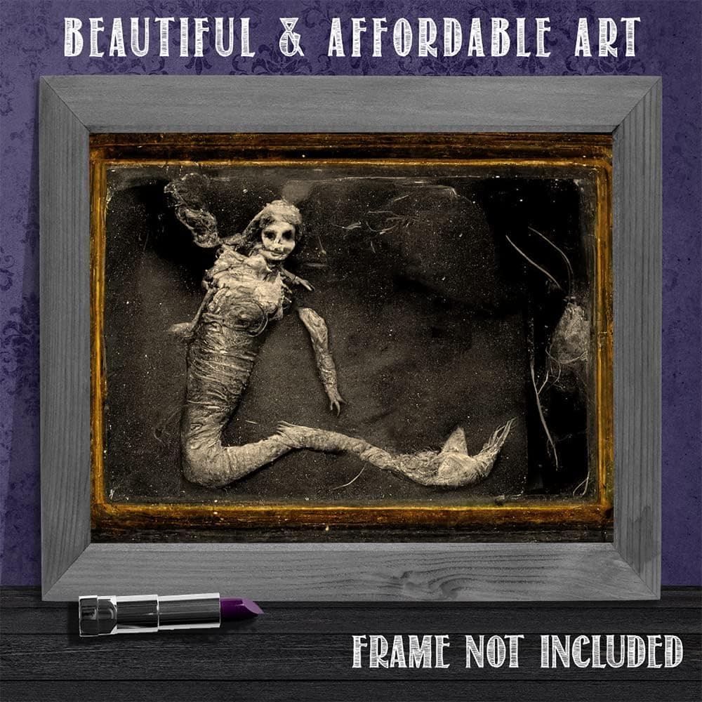 Make Em Laugh Mummified Mermaid - 11x14 Unframed Creepy Gothic Room Wall Art Print - Vintage Halloween Home Witchy Occult, Wicca, Wiccan Décor Oddities and Curiosities Unframed Print Poster - Image 3