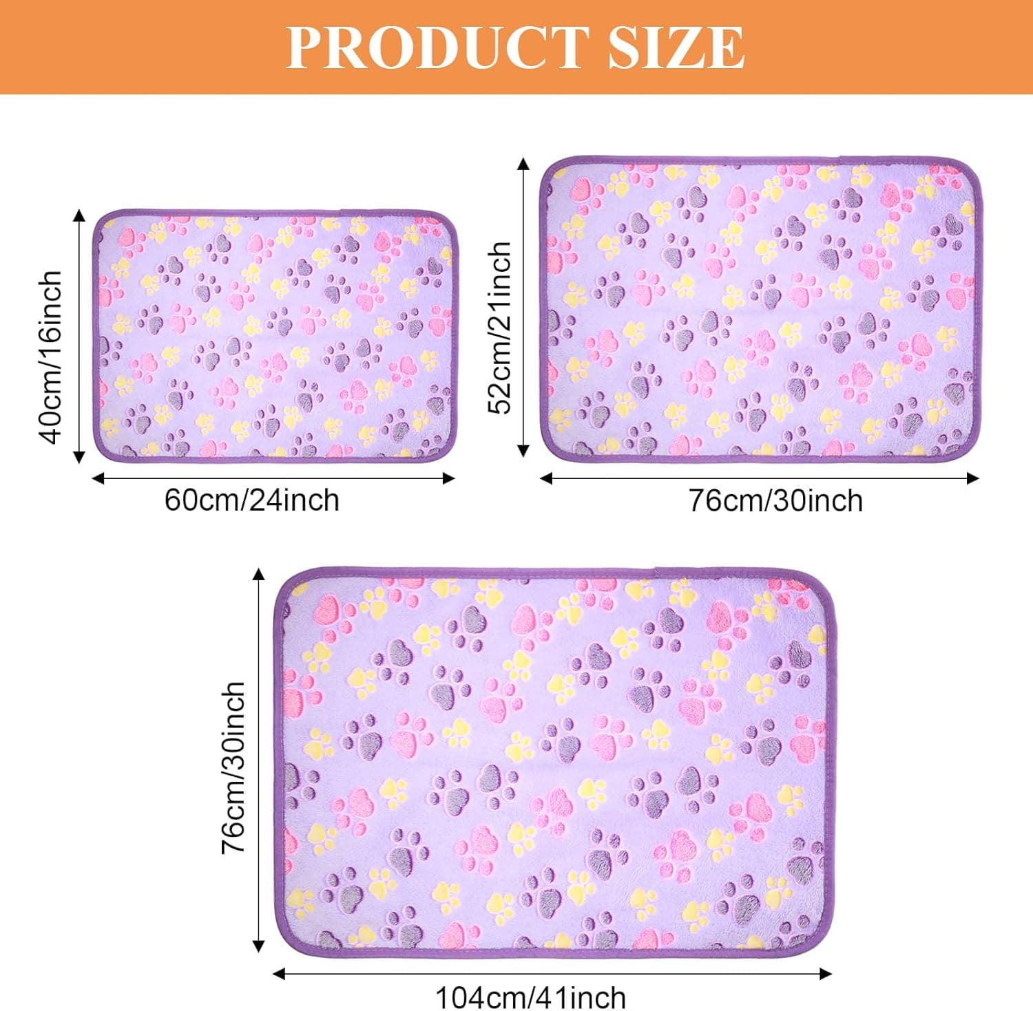 Tatuo 4 Pcs Dog Blanket for Pet Puppy Teething Toys Paw Print Fleece Blanket for Pet Cat Soft Warm Sleep Mat Guinea Pig Cage Mat(Small(24 x 16 Inch),White, Coffee, Pink, Purple) White, Coffee, Pink, Purple Small(24 x 16 Inch) - Image 5