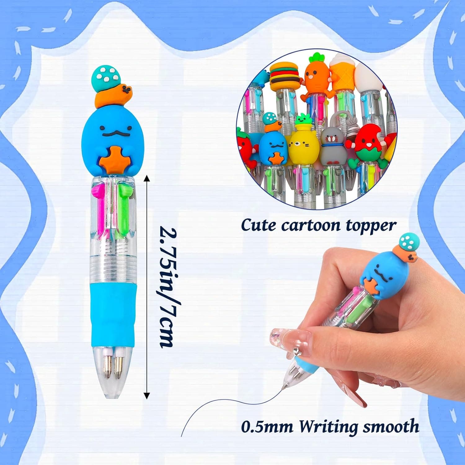 CZWZ 20Pcs Mini Multicolor Pens in One 4-in-1 Cute Pens Bulk for Kids, Fun Kawaii Ballpoint Pens for Birthdays and Children's Party Favors Gifts Teacher School Supplies - Image 2