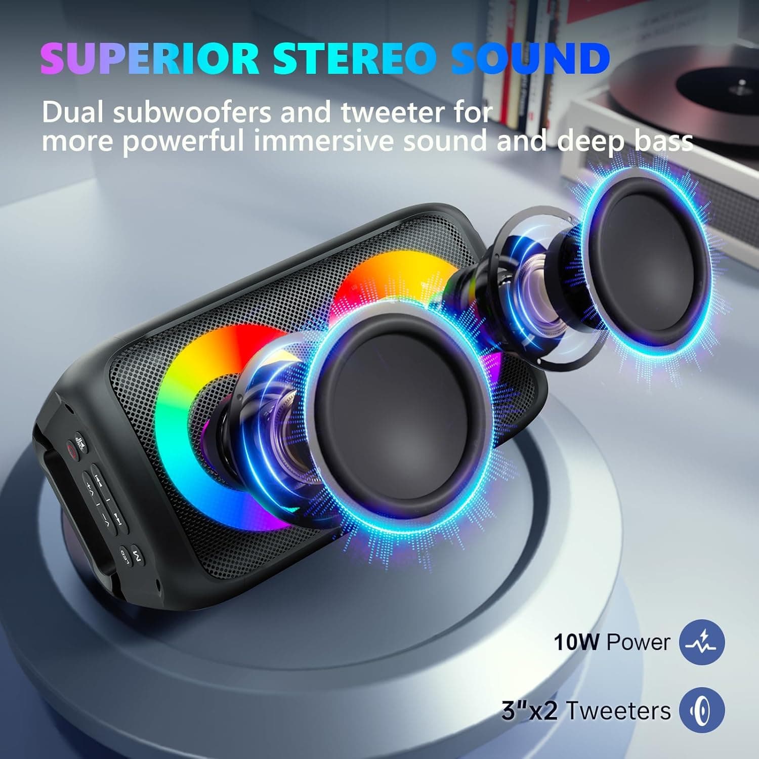 Karaoke Machine, Portable Bluetooth Speaker with 2 Wireless Karaoke Microphones, Karaoke Machine for Adults Kids with PA System,Stage Monitors Support TWS/TF/USB/AUX for Home Party Stage,Xmas Gifts Black - Image 6