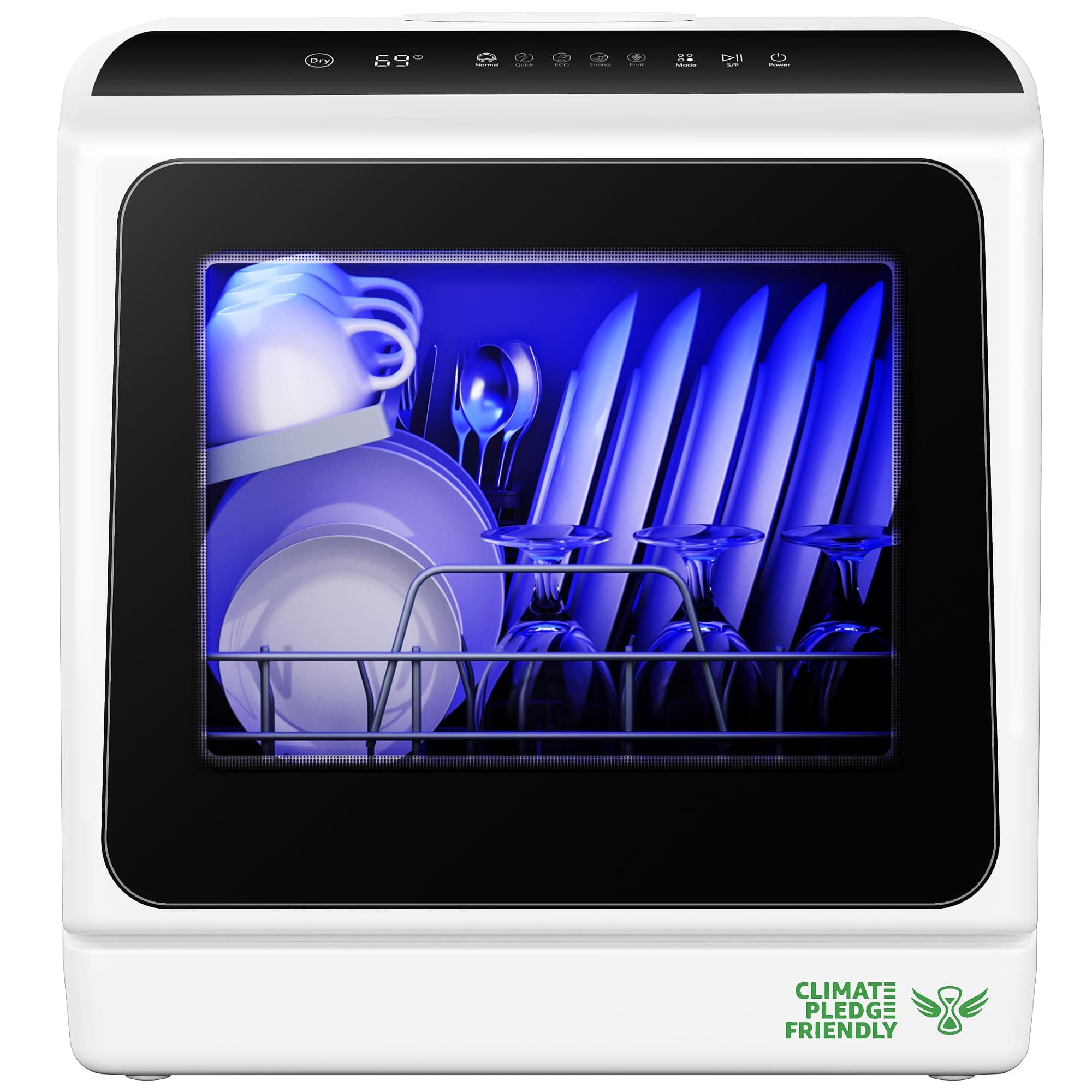 EUHOMY Countertop Dishwasher Portable with 6 Programs, 5L Built-in Water Tank for Apartments & RV, 167℉ High-Temp, No Hookup Needed, Mini Dishwasher with Baby Care, Air Dry/Quick/ECO/Fruit/Normal Mode 6 Programs - Black