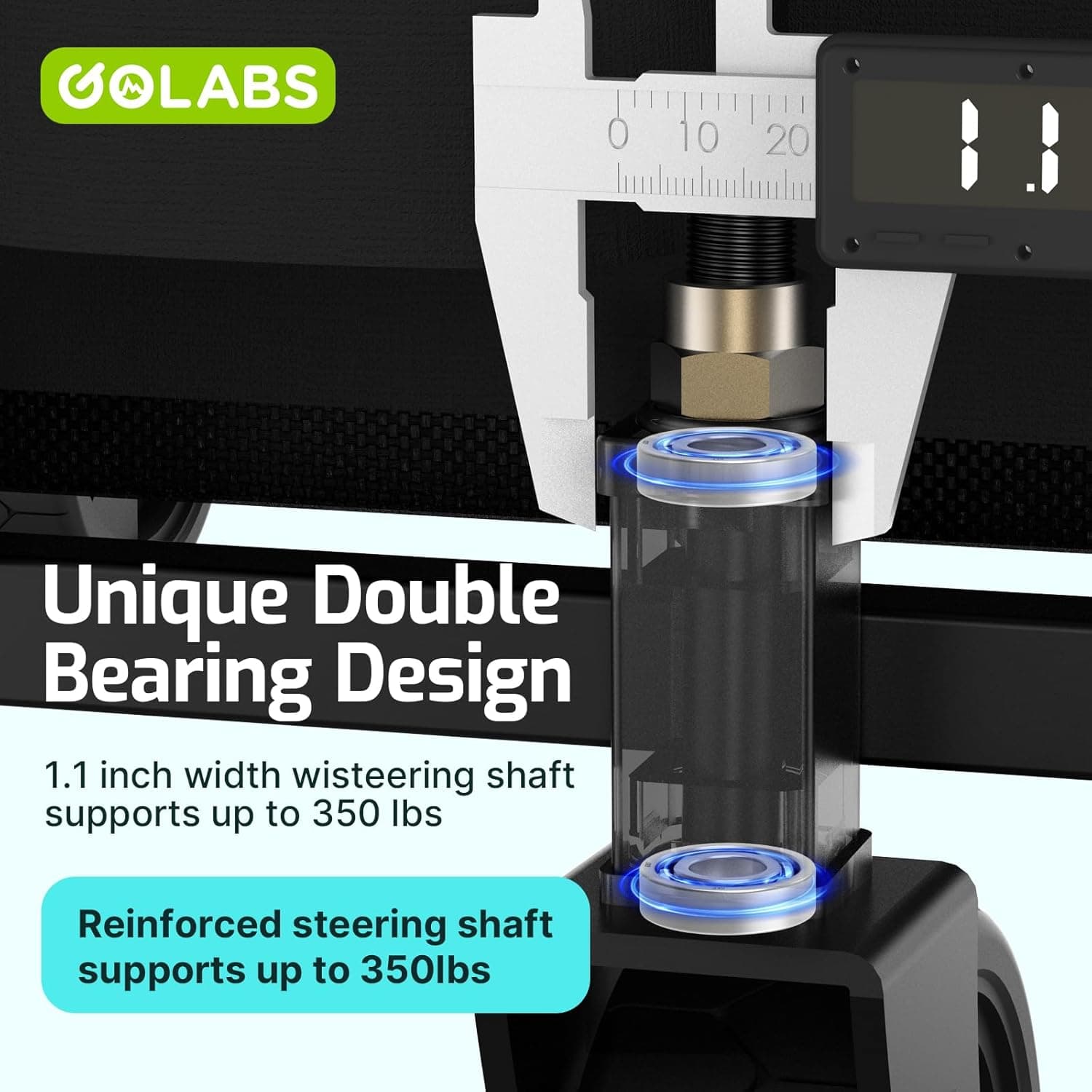 Golabs Collapsible Wagon Cart Max 350lb Load & Expandable Storage 100L, Double Bearing Design for Flexible Steering, Foldable Heavy Duty Garden Cart with 2 Cup Holders for Groceries, Garden & Camping Black - Image 3