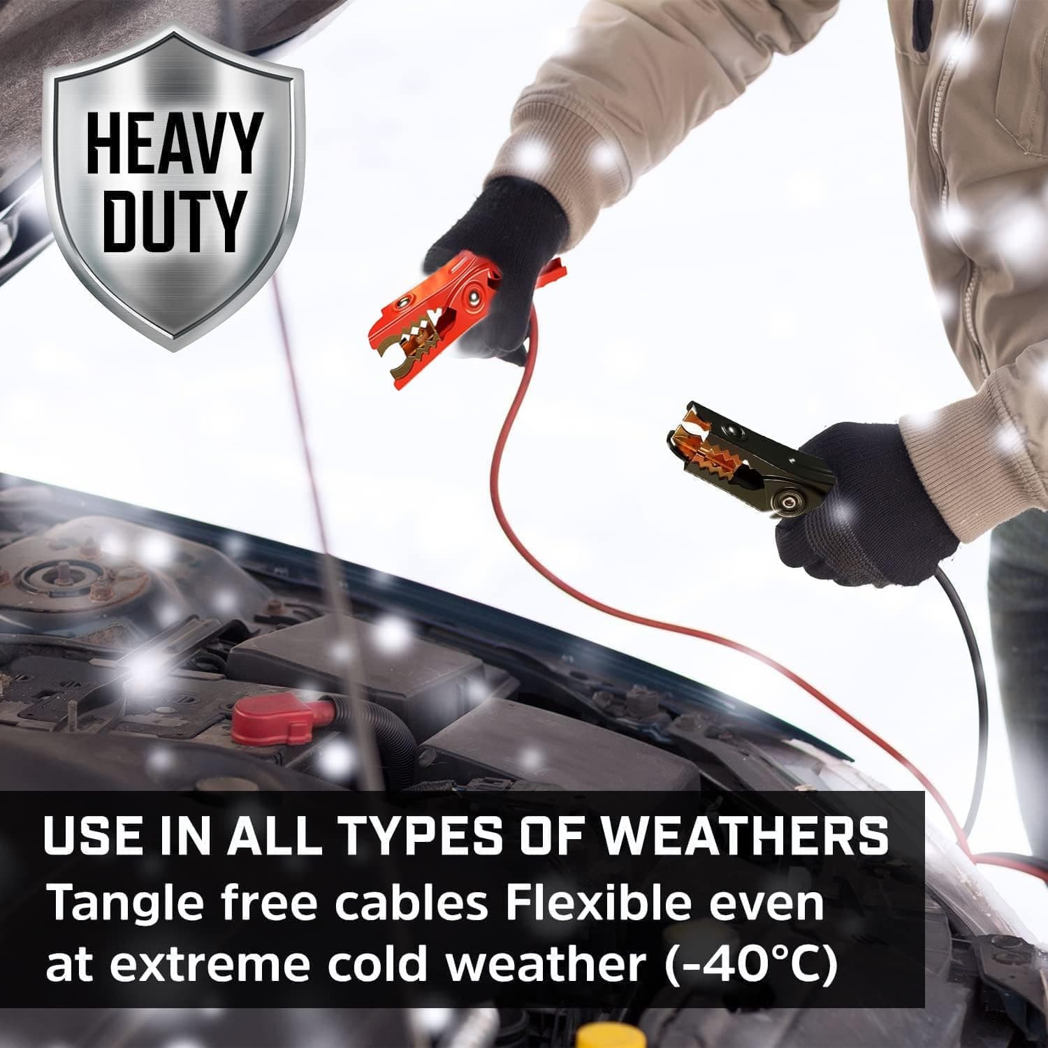 Cables de Arranque Energizer para Batería de Auto, Cables de Refuerzo Automotriz de Alta Dureza para Arrancar Baterías Muertas o Débiles con Bolsa de Transporte Incluida (16 Pies (6-Gauge)) - Image 3