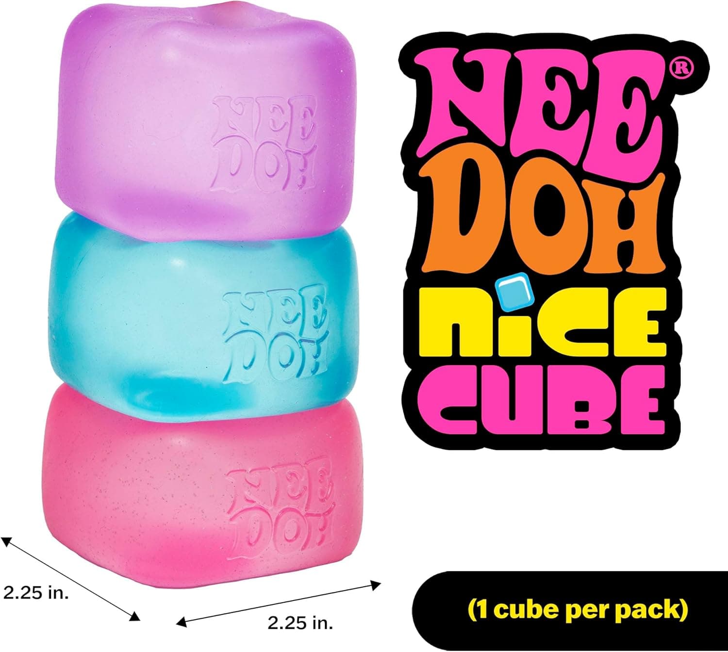 Schylling NeeDoh Nice Cube -Sensory Squeeze Toy with Super Solid Squish - 2.25" Cube Blue - Image 5
