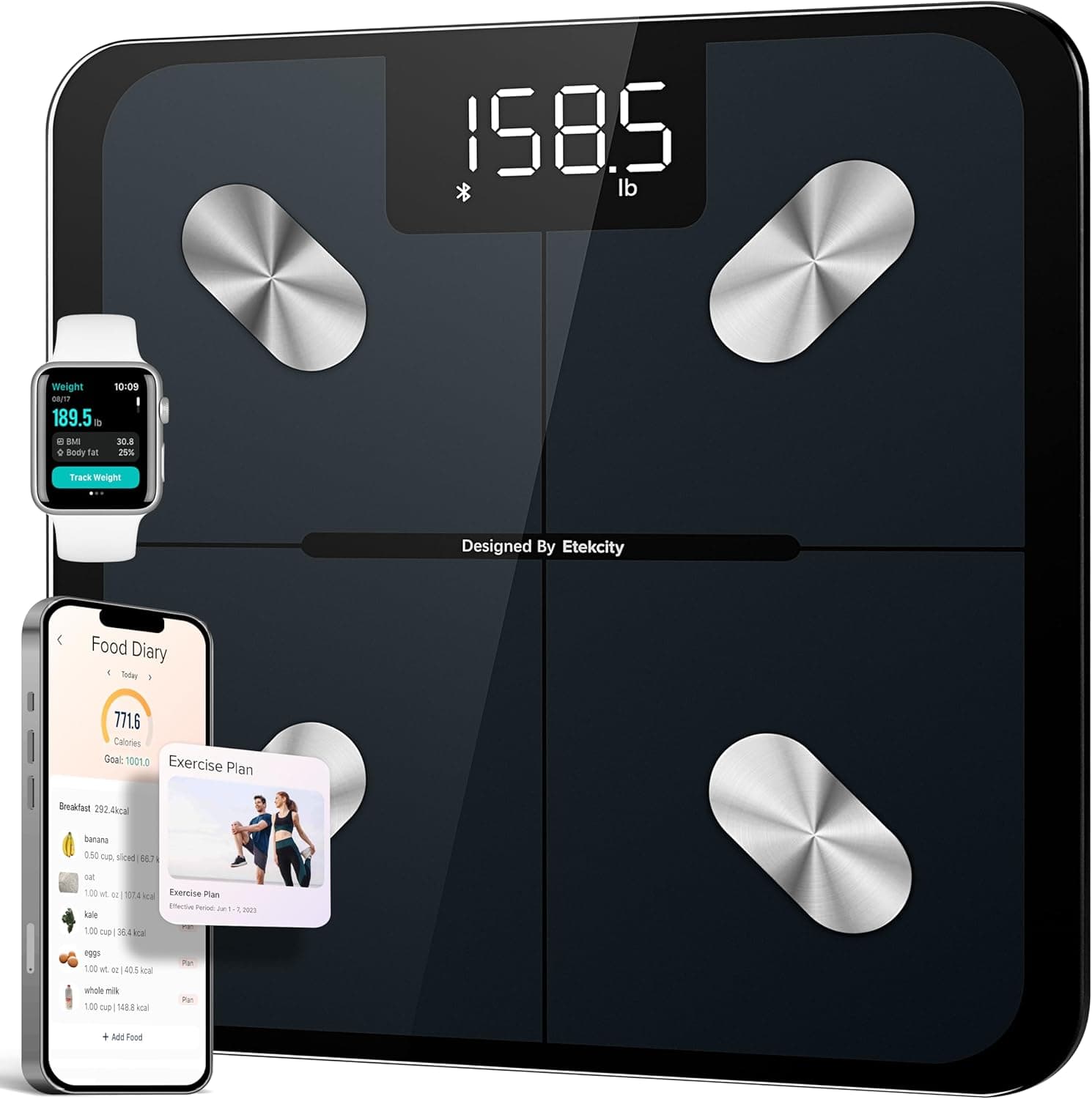 Etekcity Smart Scale for Body Weight, Bathroom Digital Weighing Scale with BMI, Body Fat, Muscle Mass, Accurate Bluetooth Home User Health Equipment Sync Apps - Image 2