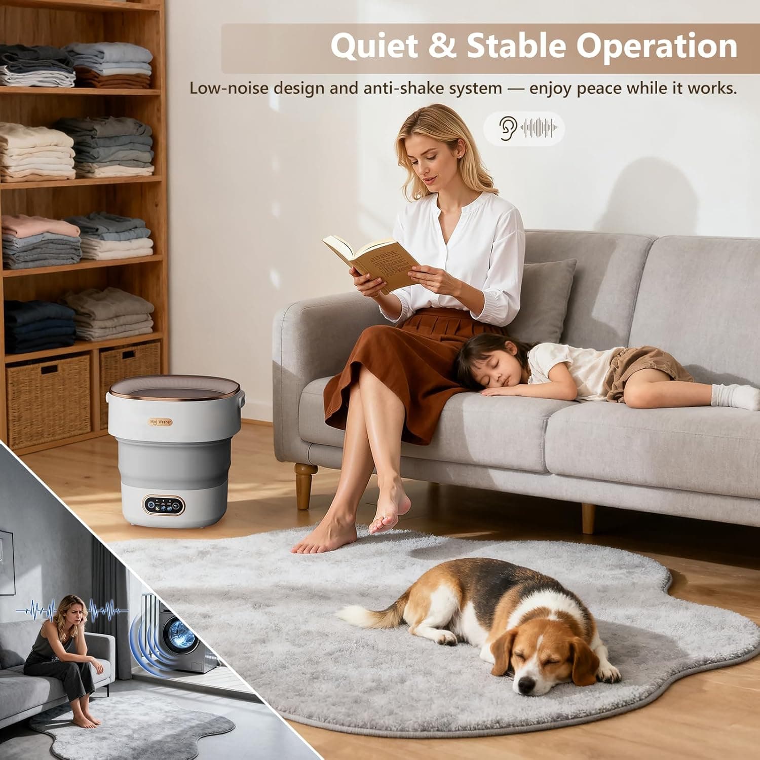 YMXA Mini Machine à Laver 16L — Machine à Laver Portable Pliable et Essoreuse pour Vêtements de Bébé, Sous-vêtements, Chaussettes ; Idéale pour T - Image 5