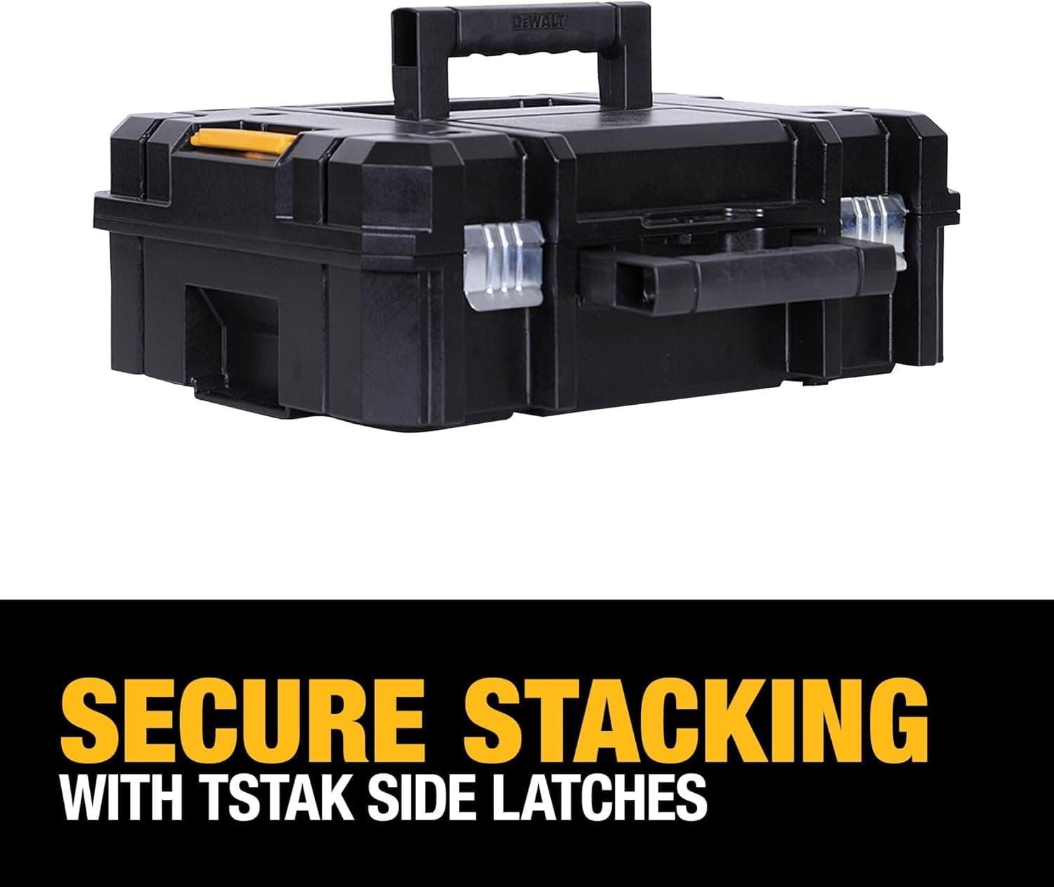 DEWALT TSTAK II Tool Box, Flat Top Tool Storage Case, Organizer Box Holds Up To 66 lbs, Flexible Platforms for Stacking, 13 Inch (DWST17807) 1 Count (Pack of 1) Flat Top Toolbox - Image 9