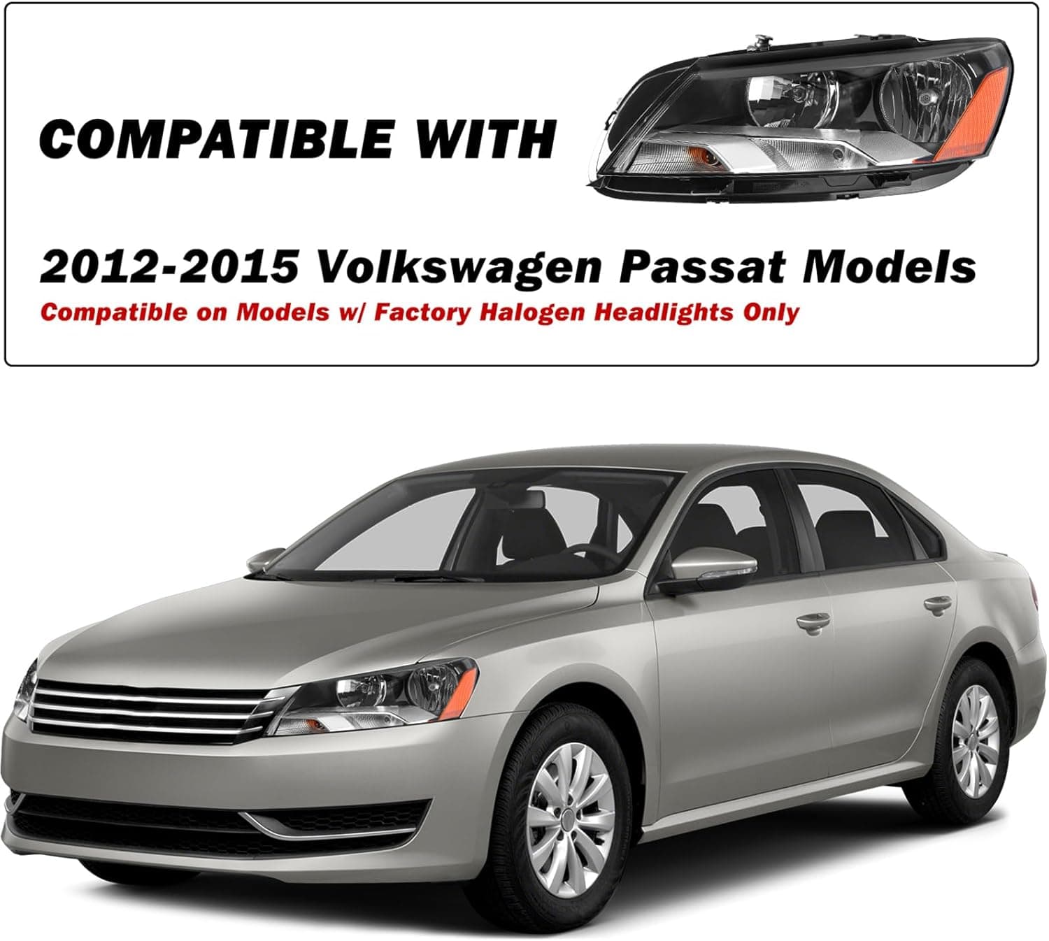 SOCKIR Halogen 6 Pin Headlight Assembly Replacement for 2012-2015 Volkswagen Passat OE Replacement Headlamp Left/Driver Side (LH) - Image 7
