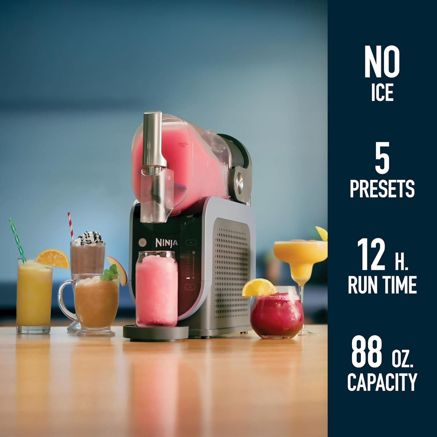 Ninja SLUSHi with RapidChill Technology, 88 oz. Frozen Drink & Slushie Machine, 5 Preset Programs, Margaritas, Frappés, and More, Premium Accents, Black, FS301 - Image 3