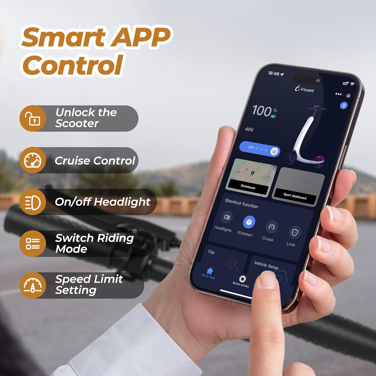 WERHY Electric Scooter, 8.5"/10" Tire, Powerful 350/500W Motor, Top Speed 19/22 MPH, 20-23Miles Max Range, Folding Escooter for Adults & Teens with Smart APP, Digital Display, Cruise Control H7-8.5''-21miles-350W - Image 8