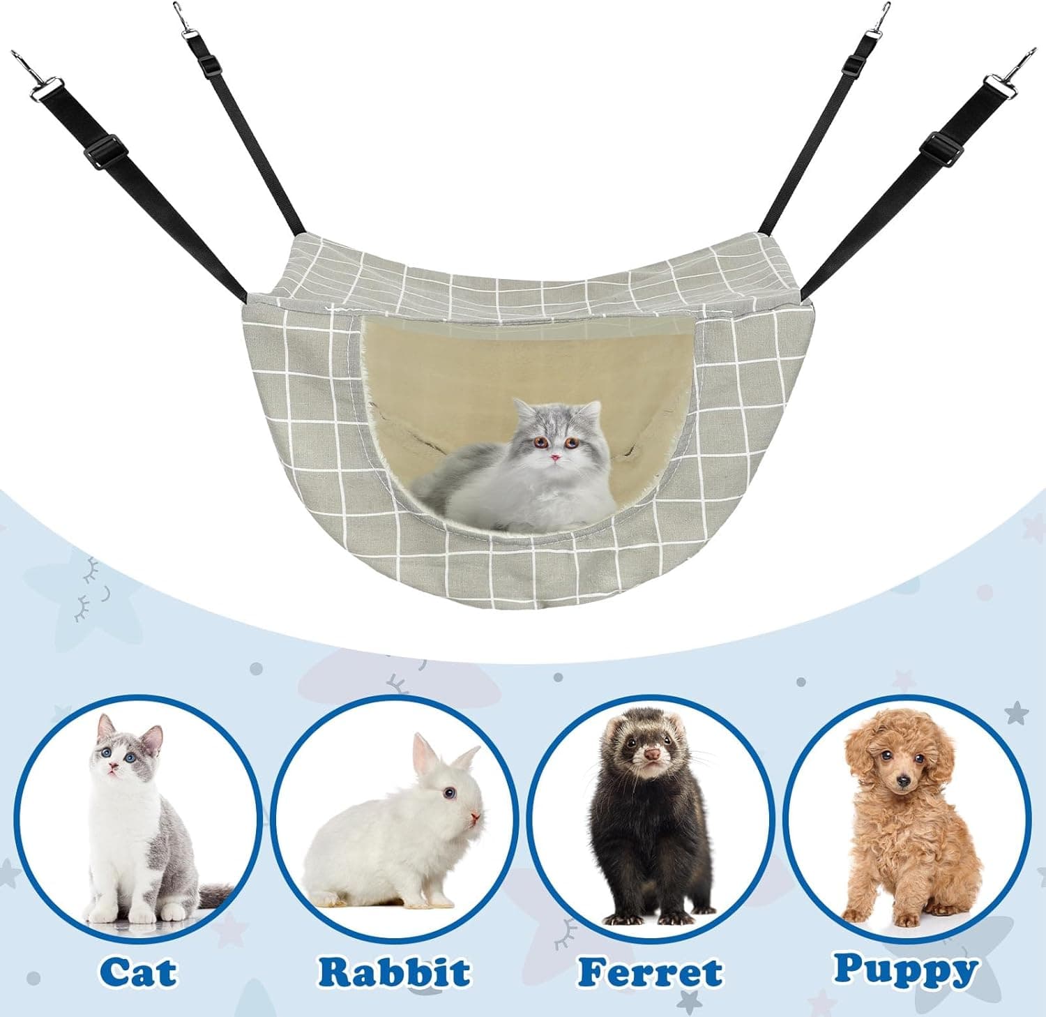 Jetec 2 Pieces Cat Cage Hammock Indoor Hanging Pet Bed Double Layer Hanging Cat Bed Bag Soft Kitten Hammock for Comfortable Two Level Cage Accessories for Spring, Summer, Winter, 2 Styles - Image 8