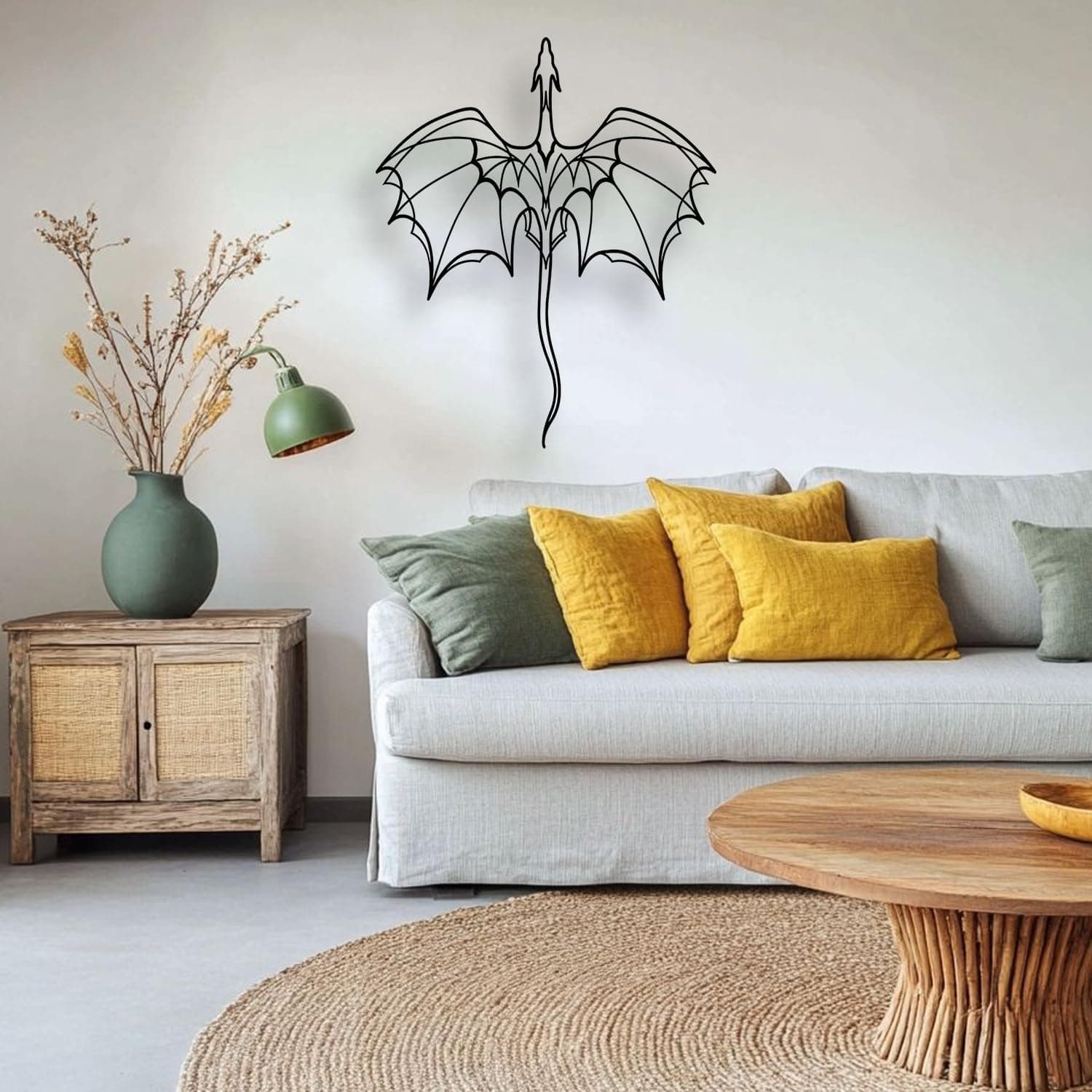 LIYOUYA Fantasy Dragon Metal Wall Decor - Black Simple Lines Dragon Wall Art Home Decor for Living Room, Bathroom, Bedroom, Dining Room, Porch, Farmhouse (Black) - Image 5