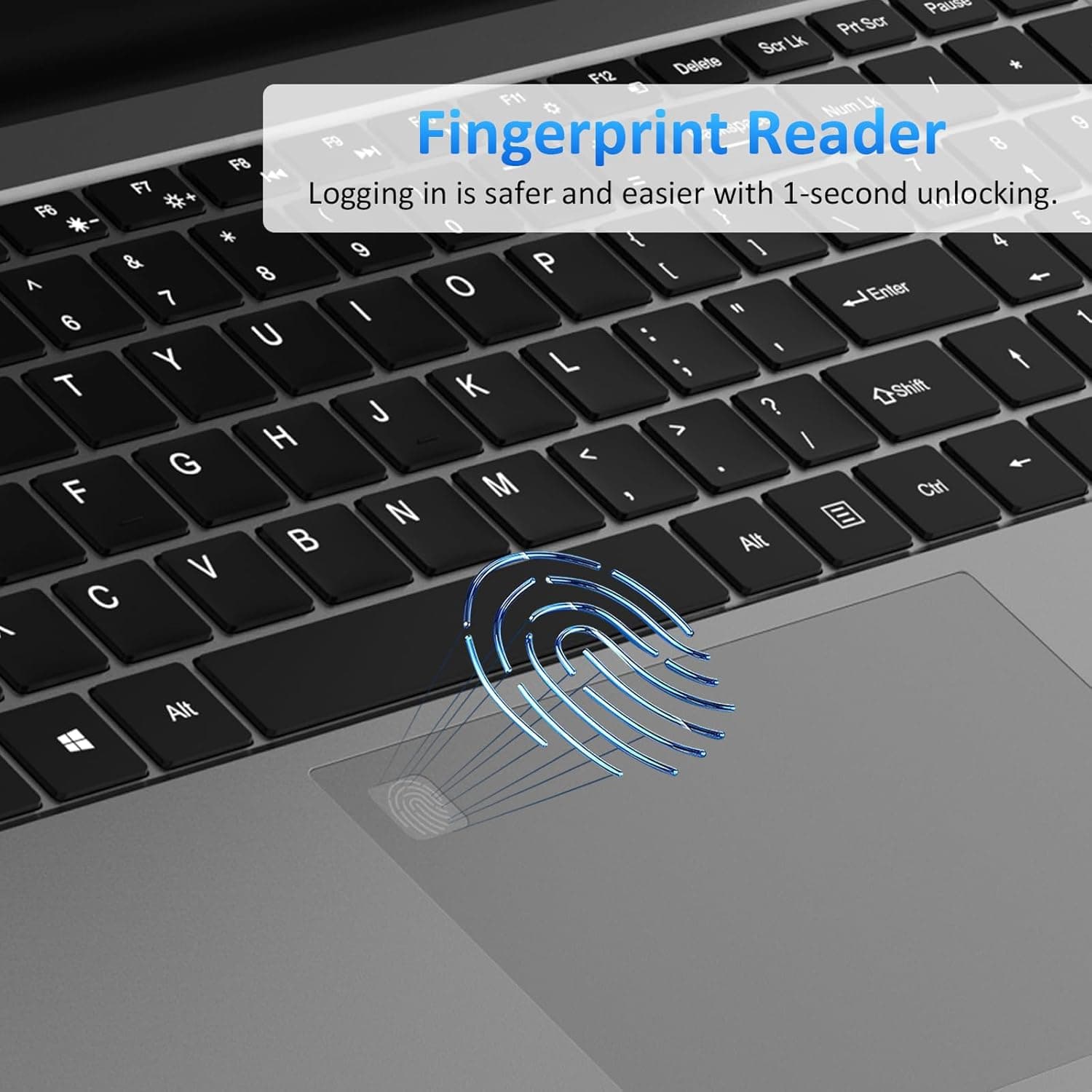 15.6" Laptop Computer Notebook, 4-Core N95 Processor, FHD Display, Backlit Keyboard, Fingerprint, Webcam, Bluetooth, WiFi, Win 11 Pro, 10TB Upgradeable, T152A, 16GB RAM, 1TB NVMe SSD, Silver - Image 8