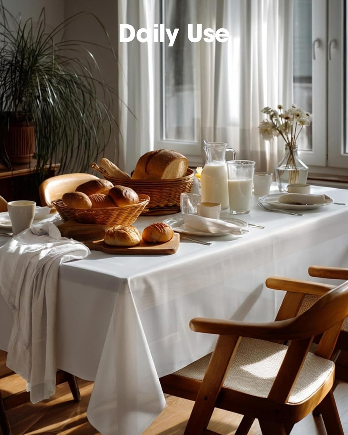 Pureegg Plastic Table Cloth 10 Pack, 54 x 108 Inch Disposable Table Cloths for Party, Picnic and Wedding, Rectangle, White White 54" X 108" Rectangle - Image 7