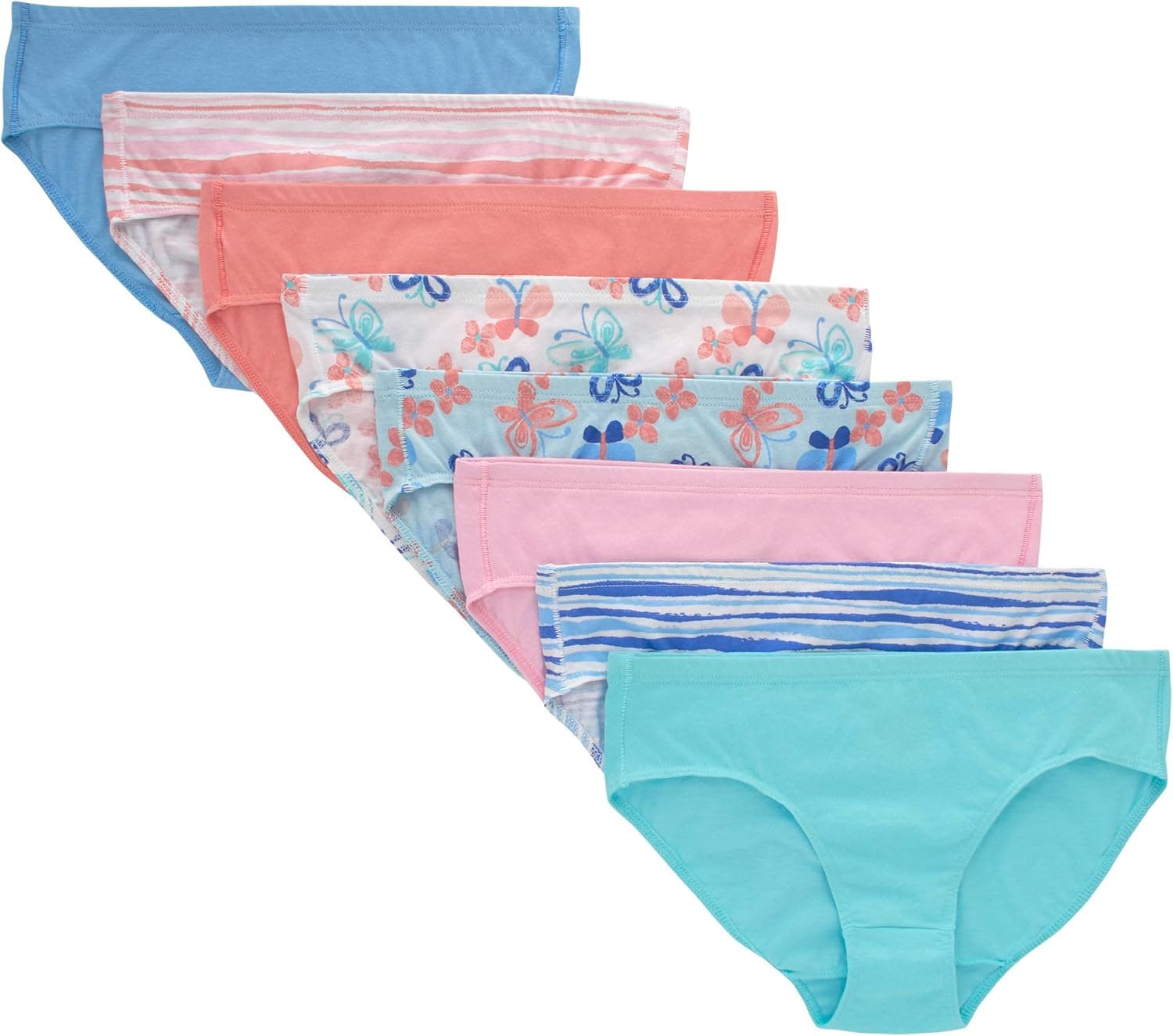 Hanes girls Organic Underwear, Brief & Hipster, Toddler & Girl Sizes, Pure Comfort Organic 100% Cotton Panties, 8-pack 6 Hipster - Pink Blue Solids & Patterns - Image 2