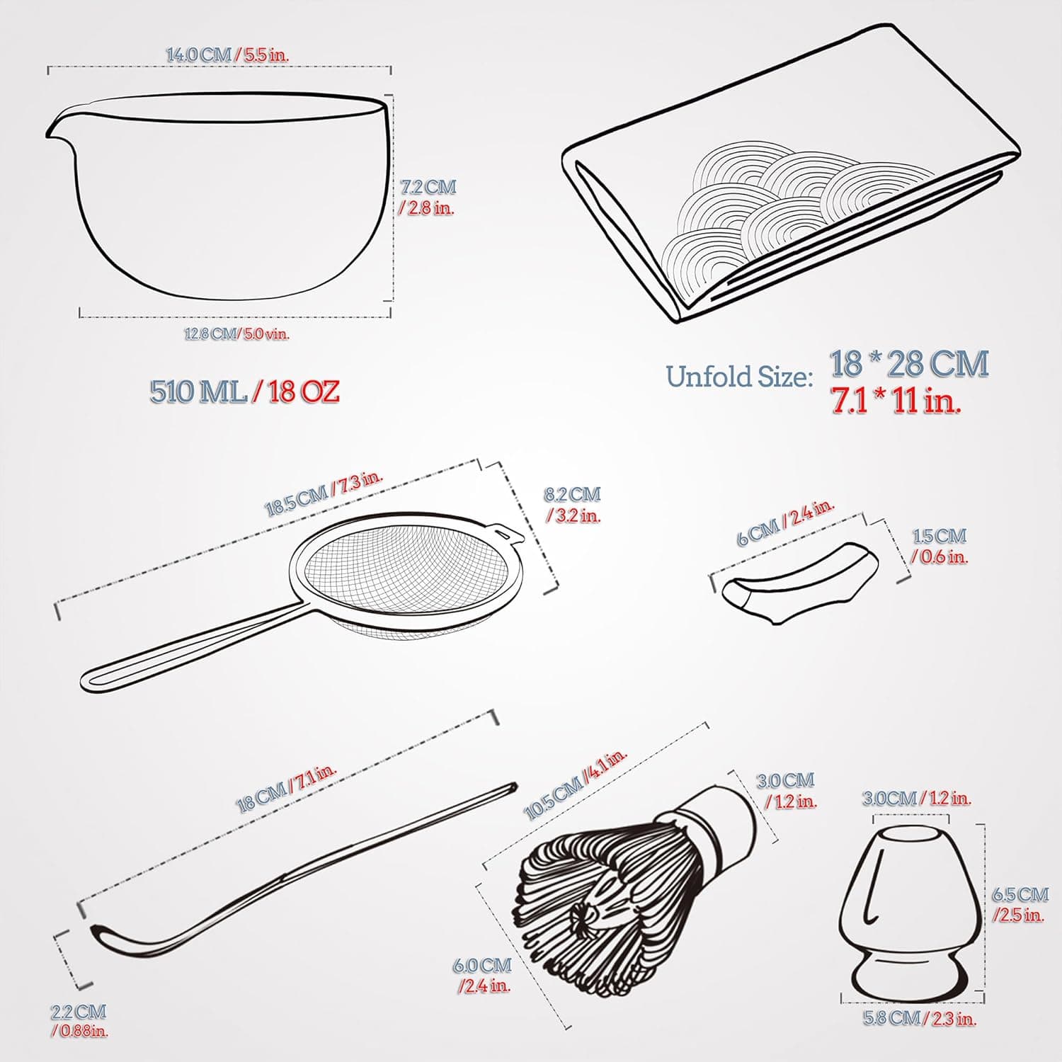 TEANAGOO Matcha Whisk Set Black,7 Pcs Matcha Set,Matcha Kit for Ceremony,Tradition Tea Set for Making Breakfast/Latte,Matcha Whisk Set with Bowl(Chawan)/Whisk and Holder,Gift for Family/Friend Charcoal Black 1 7pcs/set, Bowl with pouring spout - Image 8