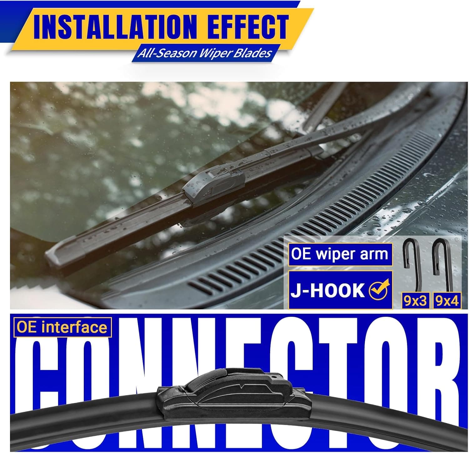 3 wipers Replacement for 2005-2022 Honda Odyssey, Windshield Wiper Blades Original Equipment Replacement - 26"/22"/16" (Set of 3) U/J HOOK - Image 3