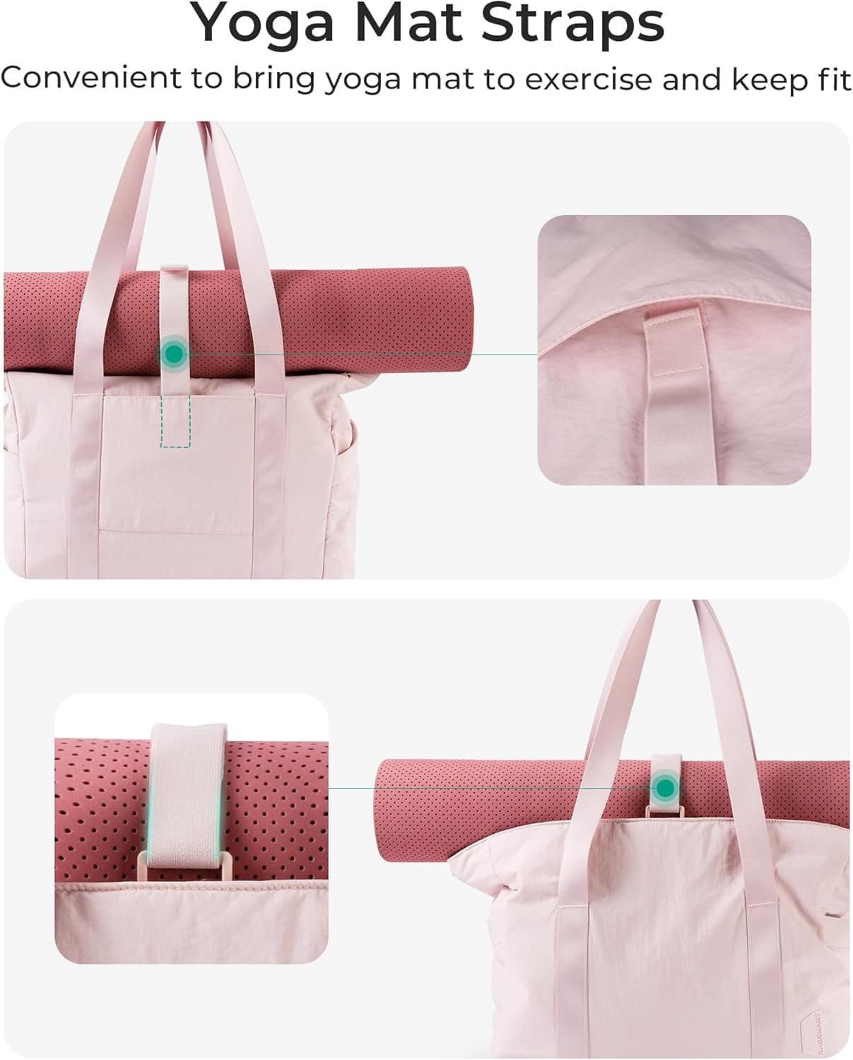 BAGSMART Tote Bag for Women, Tote Bag with Zipper Work Tote with Compartments Nurse Shoulder Hanbag for Travel, Gym Small B-pink-24l-fits 15.6" Laptop - Image 6