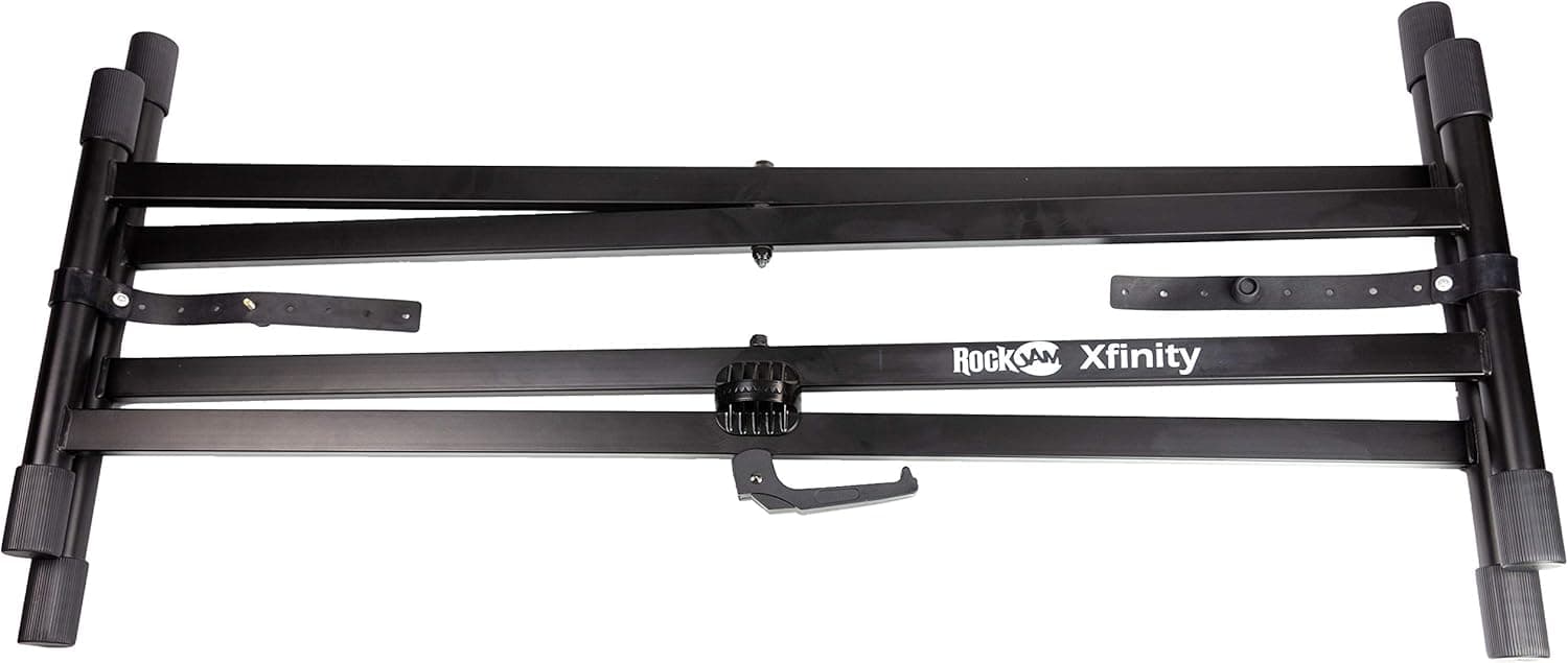 RockJam Xfinity Heavy-Duty, Double-X, Pre-Assembled, Infinitely Adjustable Piano Keyboard Stand with Locking Straps Pre-Assembled Double Braced Keyboard Stand - Image 5