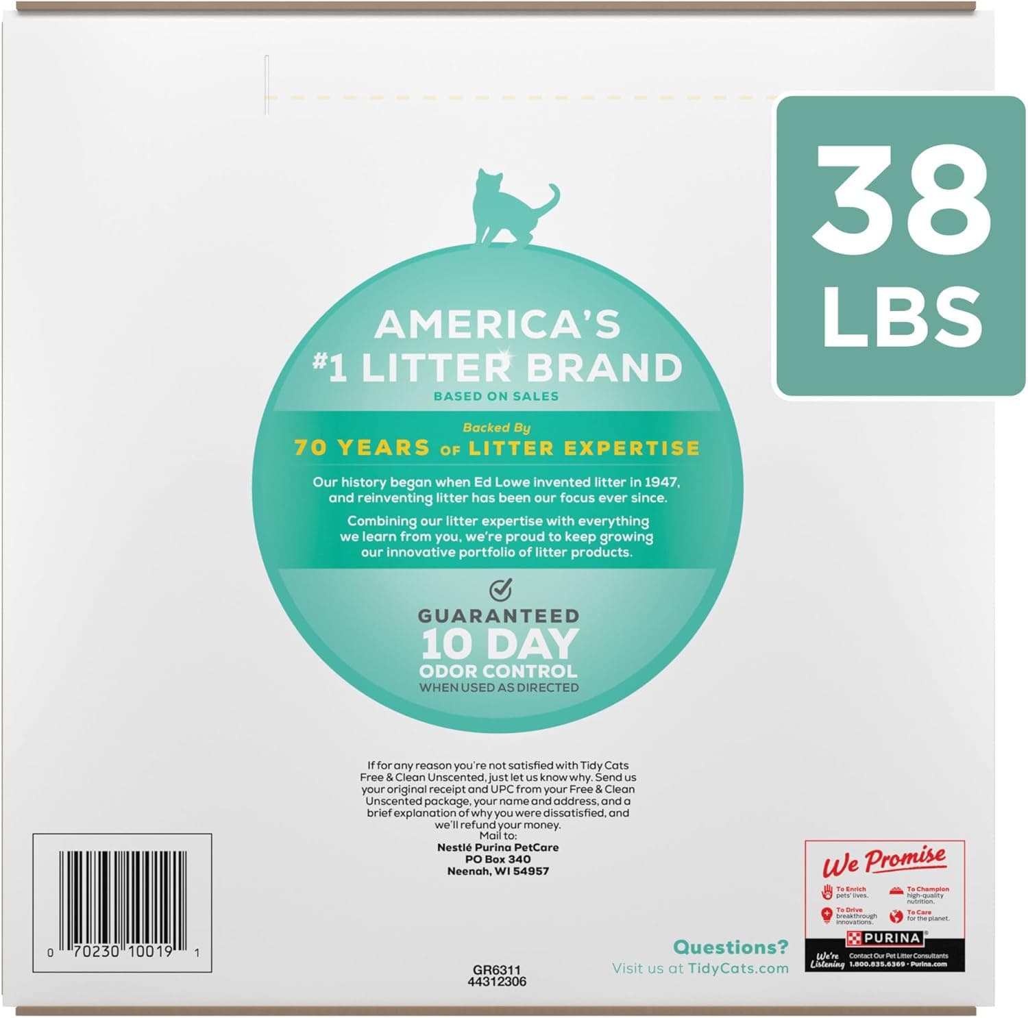 Purina Tidy Cats Free and Clean Unscented Cat Litter - 38 lb. Box - Image 9
