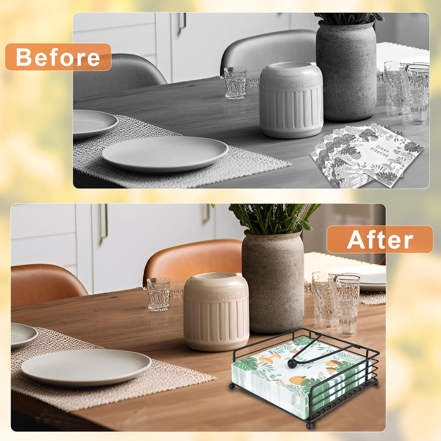 Napkin Holder for Table & Kitchen - Modern Flat Napkin Dispenser for Home & Outdoor Dining, Paper Napkin Holders with Weighted Arm for Easy Access - Keep Your Dining Area Tidy and Organized - Image 5