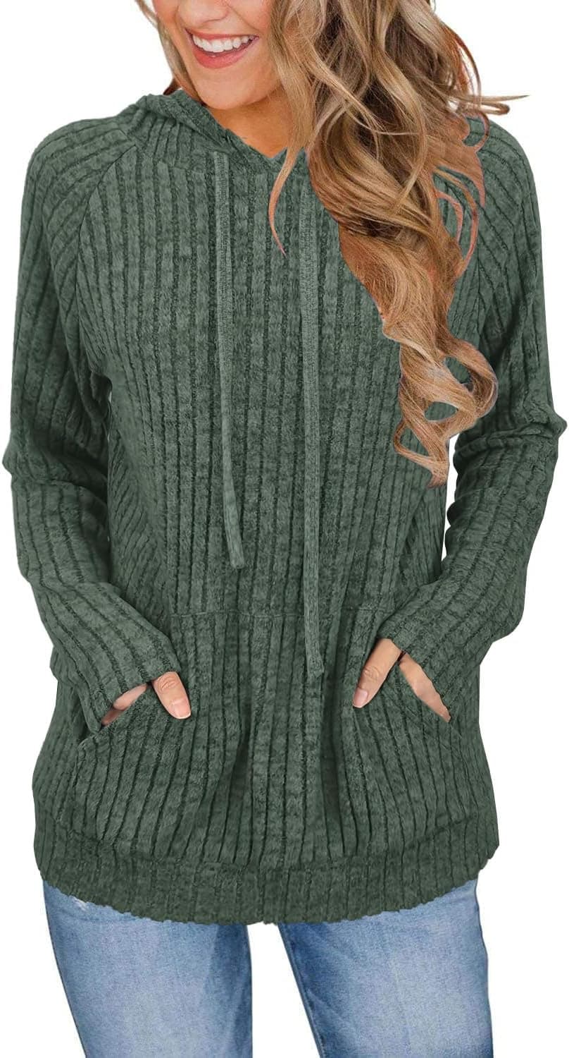 JomeDesign Sweaters for Women Long Sleeve Shirts Fashion Hoodies Pullover Sweatshirts Loose Casual Fall Tops Large Green - Image 2