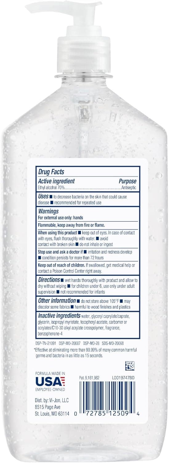 Germ-X Advanced Hand Sanitizer, 34 Fl Oz (1 Liter), Less Drying Moisturizing Clear Gel, No Rinse Formula, Large Family Size Pump Bottle Advanced - Gel 33.8 Fl Oz (Pack of 1) - Image 3