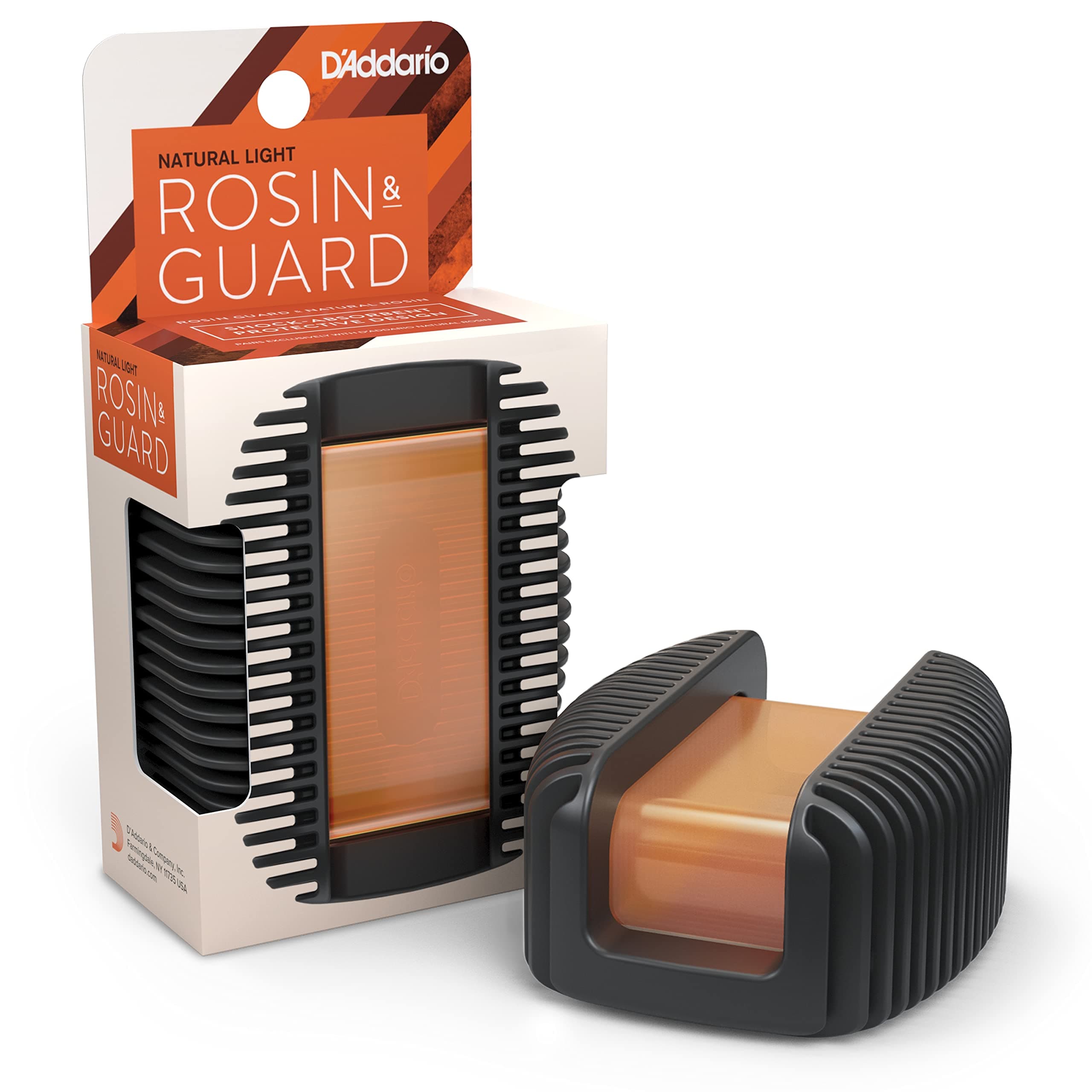 D'Addario Violin Rosin Guard with Light Rosin - Rosin for Violin, Cello, Viola, Double Bass - Shock Absorbent - Magnetic Attachment - Easy Grip - Dishwasher Safe Rosin & Guard 1-Pack Light