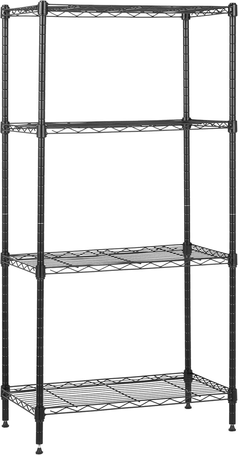 Amazon Basics 4-Shelf Steel Wire Storage Rack, Adjustable, Sturdy, Easy Assembly, 13.4 D x 23.2 W x 48 H in, Black 4-Shelf Narrow Black - Image 2