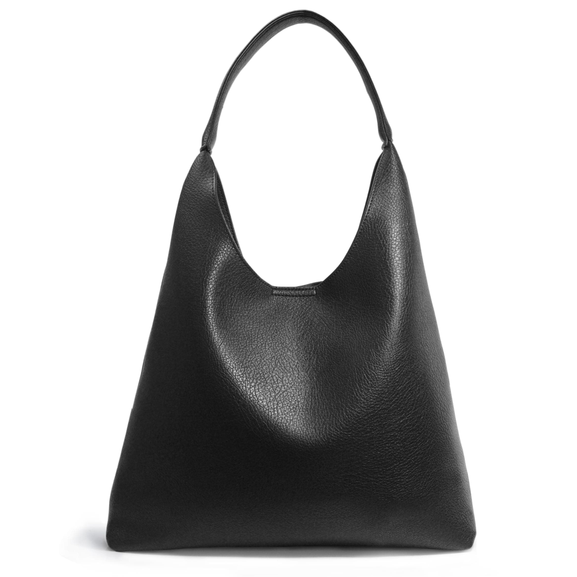 Hobo Bags for Women Soft Vegan Leather Shoulder Handbag Slouchy Tote Purses Black