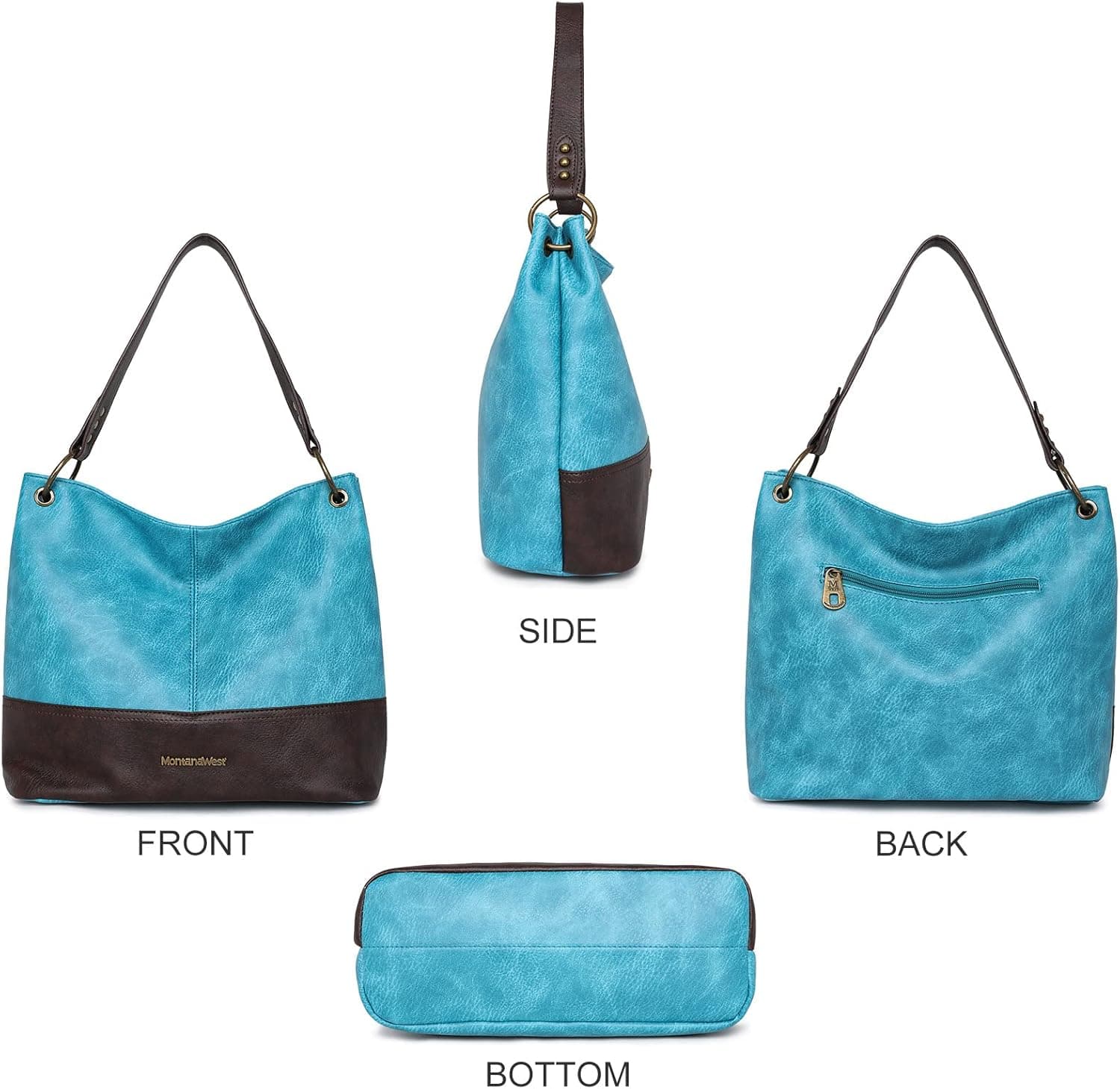 Montana West Purses for Women Hobo Shoulder Handbags with Zipper *Turquoise - Image 4
