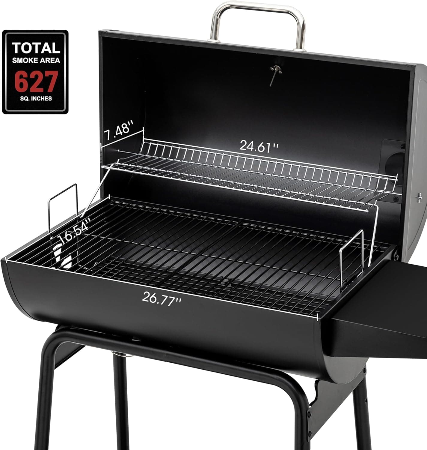Royal Gourmet CC1830 30 Inch Barrel Charcoal Grill with Warming Rack, Outdoor BBQ Grill with 627 Sq. In. Grilling Space for Backyard, Patio and Parties, Black - Image 6