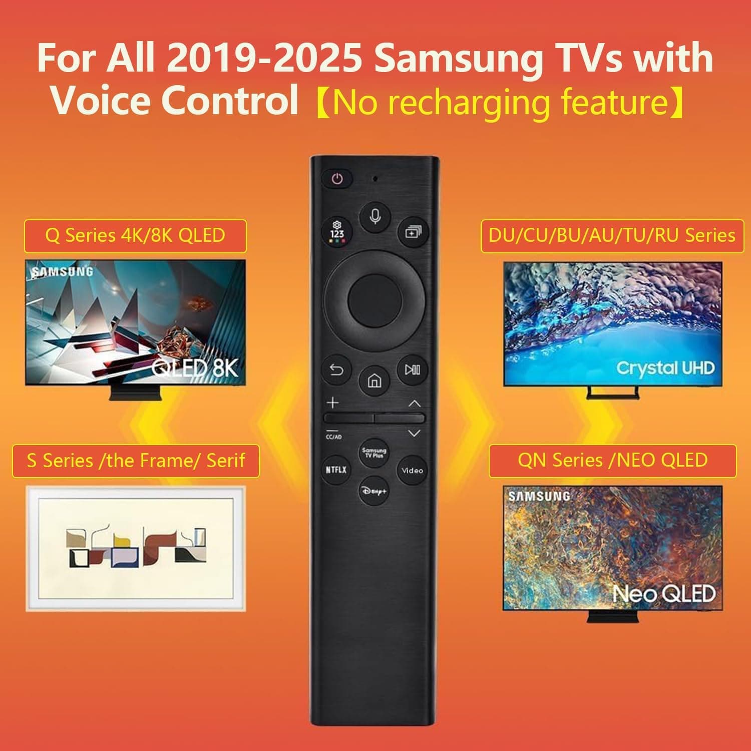 Replacement for Samsung TV Remote, for All 2019-2025 Samsung Remote Control for Smart TV with Voice Control. No Solarcell. 2-Year Warranty. - Image 5