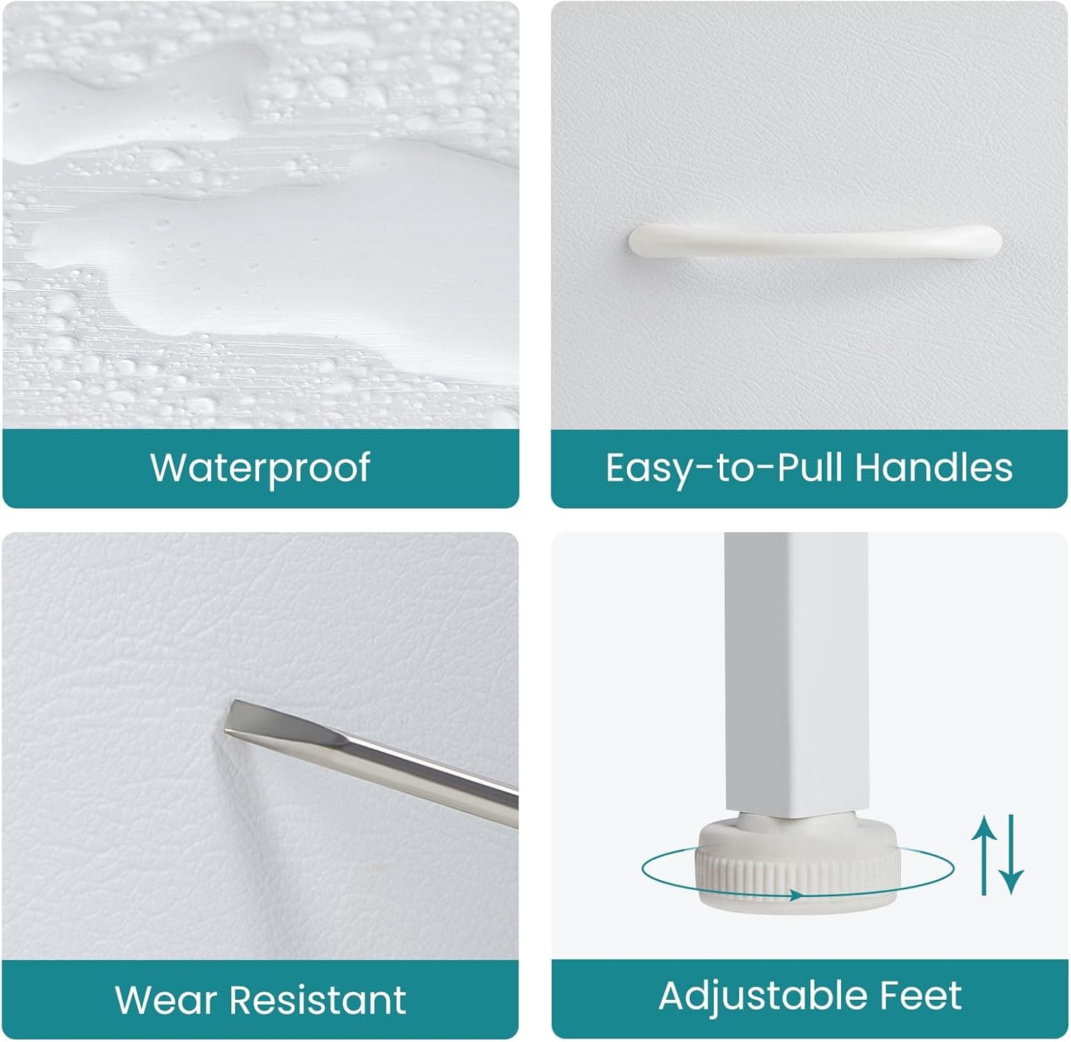 OLIXIS Dresser for Bedroom, 7 Storage Drawers, Wide Fabric Closet Chests Organizer Tower Furniture, TV Stand with Wooden Top Metal Frame for Clothes, Living Room, Hallway, Entryway, Classic White White 11.8"D x 39.4"W x 30"H (7 Drawers) - Image 7