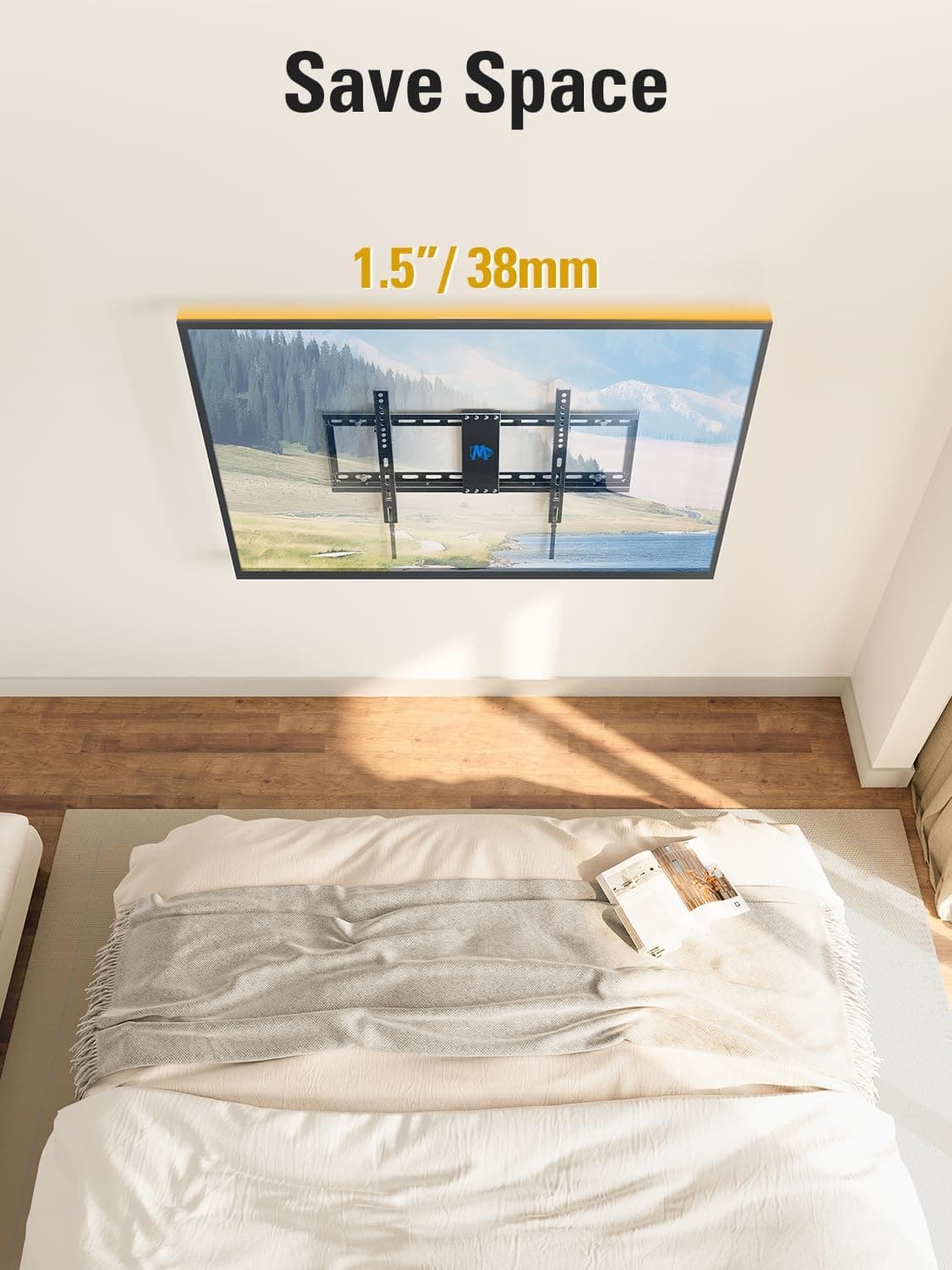 Mounting Dream TV Wall Mount for Most 37-75 Inch TVs, Universal Tilt TV Mount Fit 16", 18", 24" Stud with Loading Capacity 132lbs, Max Vesa 600 x 400mm, Low Profile Flat Wall Mount TV Bracket Black - Image 5