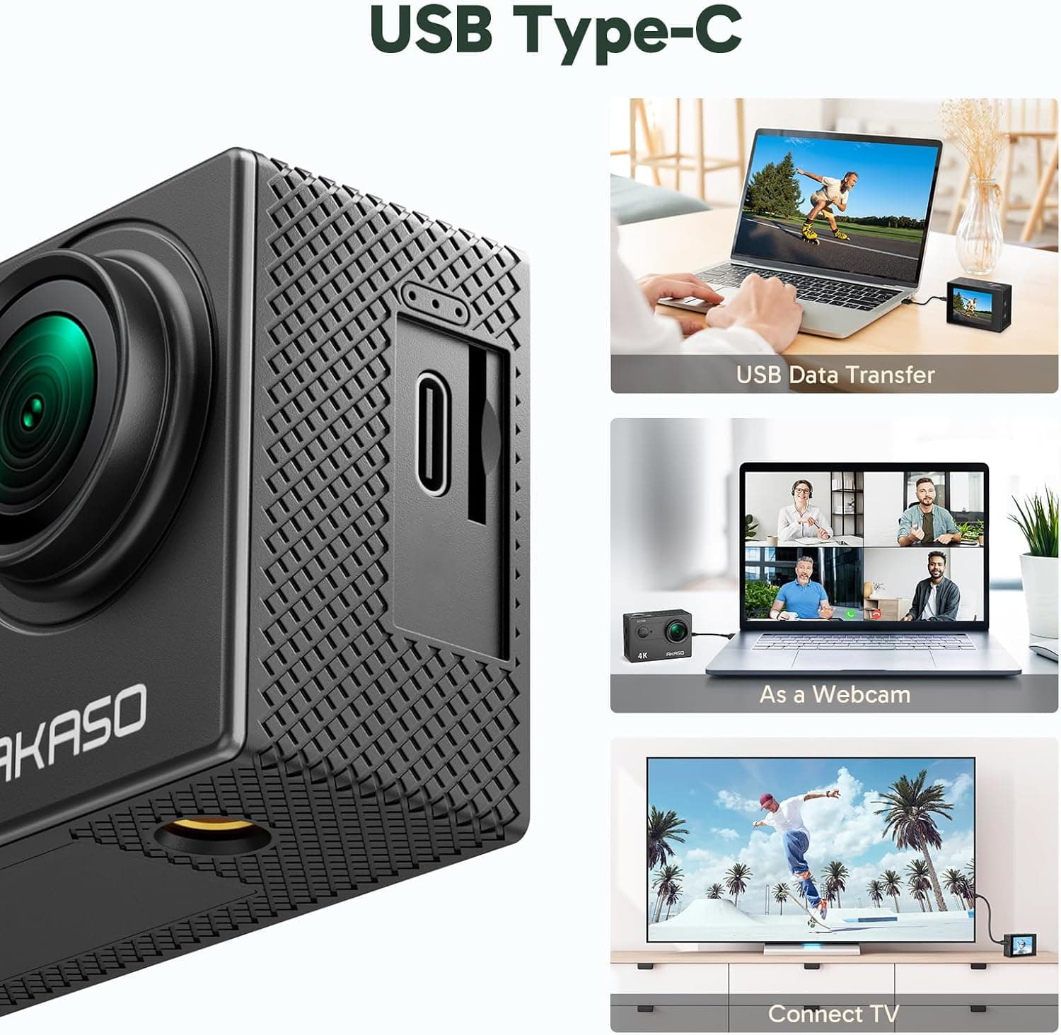 AKASO EK7000 4K30FPS 20MP WiFi Action Camera with EIS Ultra HD 131FT Waterproof Underwater Camera Remote Control 4X Zoom Support External Microphone Black Standard - No MicroSD Card - Image 10