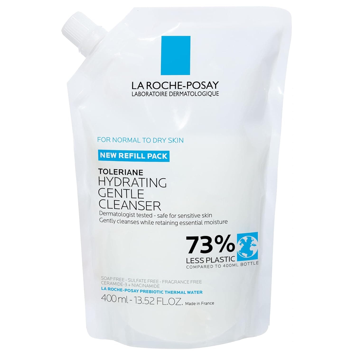 La Roche-Posay Toleriane Hydrating Gentle Face Cleanser, Hydrating Facial Cleanser With Niacinamide + Ceramides, Daily Face Wash For Dry Skin To Normal Skin, Sensitive Skin Tested, Fragrance Free 13.52 Fl Oz (Refill) - Image 2
