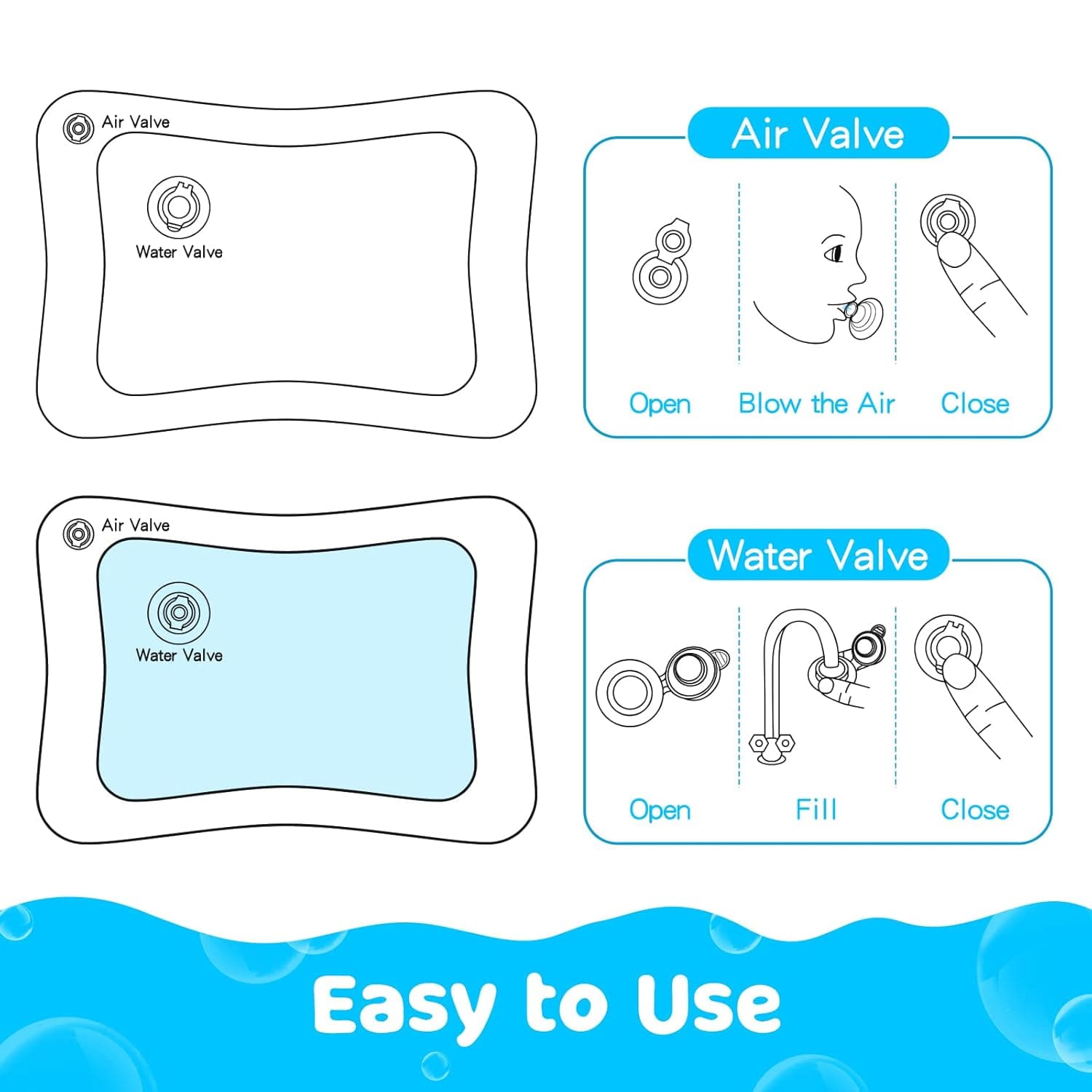Tummy Time Water Mat丨Inflatable Tummy Time Water Play Mat for Babies, Infants and Toddlers 3 to 12 Months Promote Development Toys Baby Gifts Blue - Image 9