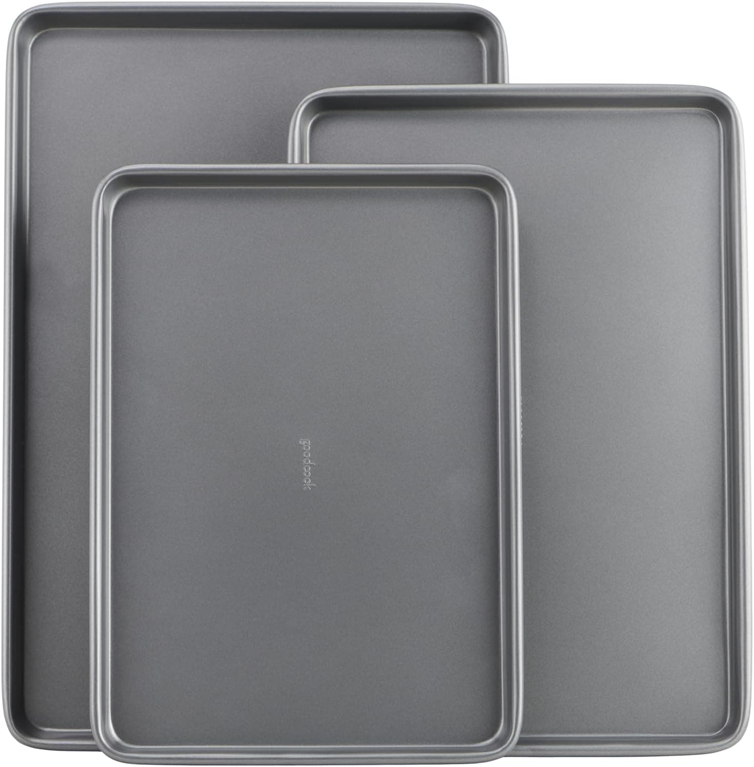 GoodCook Everyday Nonstick Carbon Steel Baking Sheet Set, 3 Pack – Small 13” x 9”, Medium 15” x 10”, Large 17” x 11” – Carbon Steel Cooking Pans, Cookie Sheet Bakeware Set Assorted (3-Piece Set) - Image 2