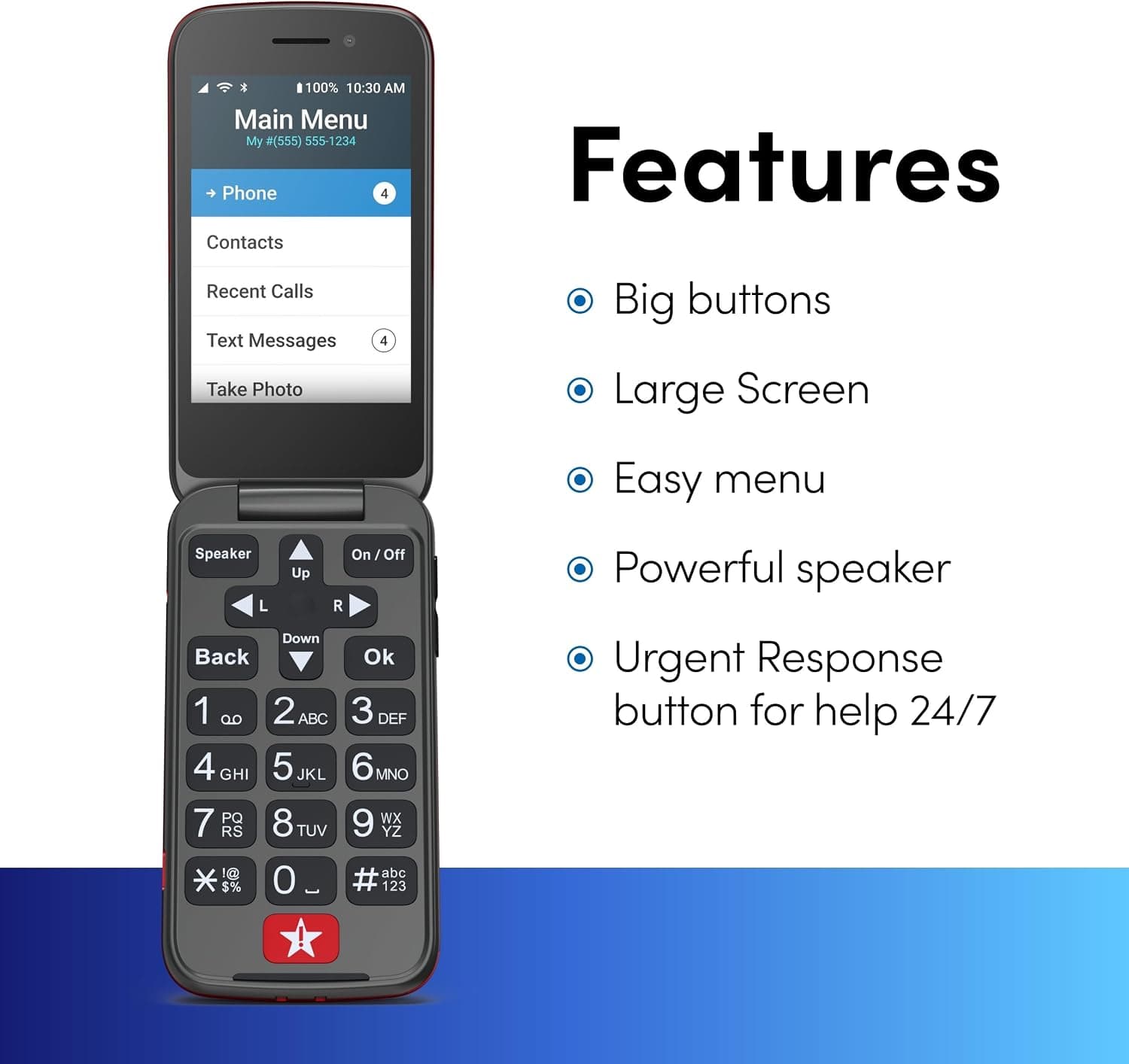 Amazon.com: LIVELY Jitterbug Flip Cell Phone for Seniors, Flip2, Red | Simple Flip Phone for Seniors with No SIM Needed, Requires an Activated Phone Plan, Not Compatible with Other Carriers : Cell Phones & Accessories - Image 3