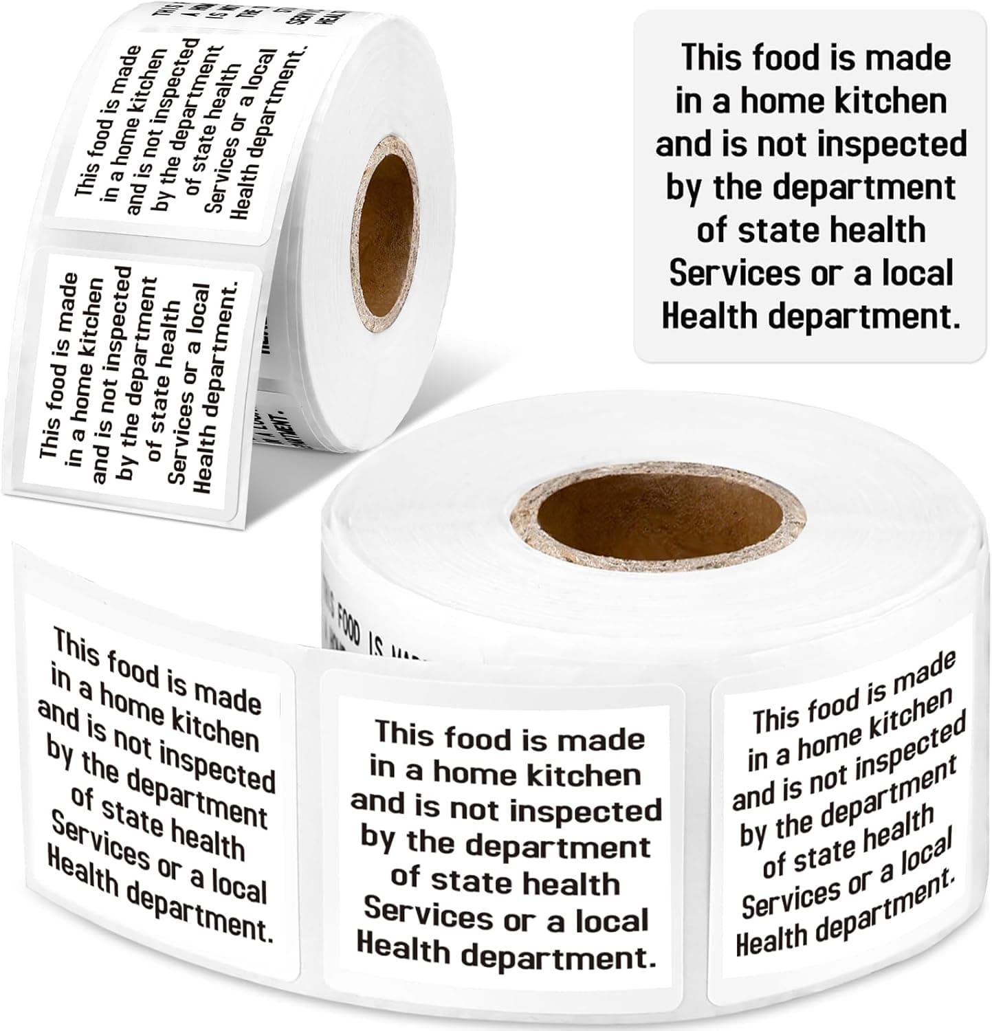 Janlaugh 500 Count Cottage Food Law Labels Stickers Made in a Home Kitchen Decal 1.5 Square Food Stickers Thermal Printed Labels for Home Kitchen White Home Kitchen Made - Image 2